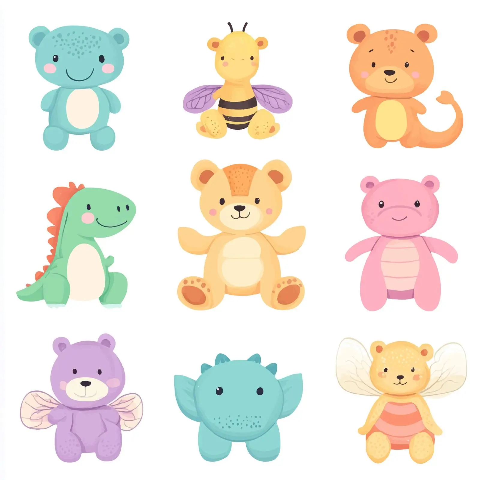 Cute Plush Stuffed Toy Set of Fluffy Animals – free childrens toy image from Dotvec