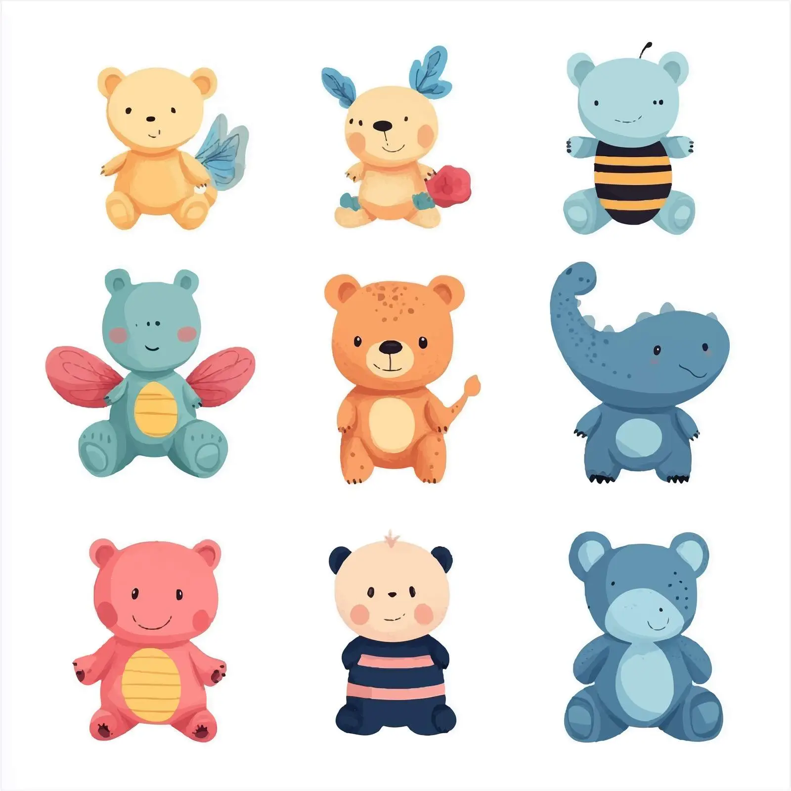 Cute Plush Stuffed Animal Toy Set — free download from Dotvec