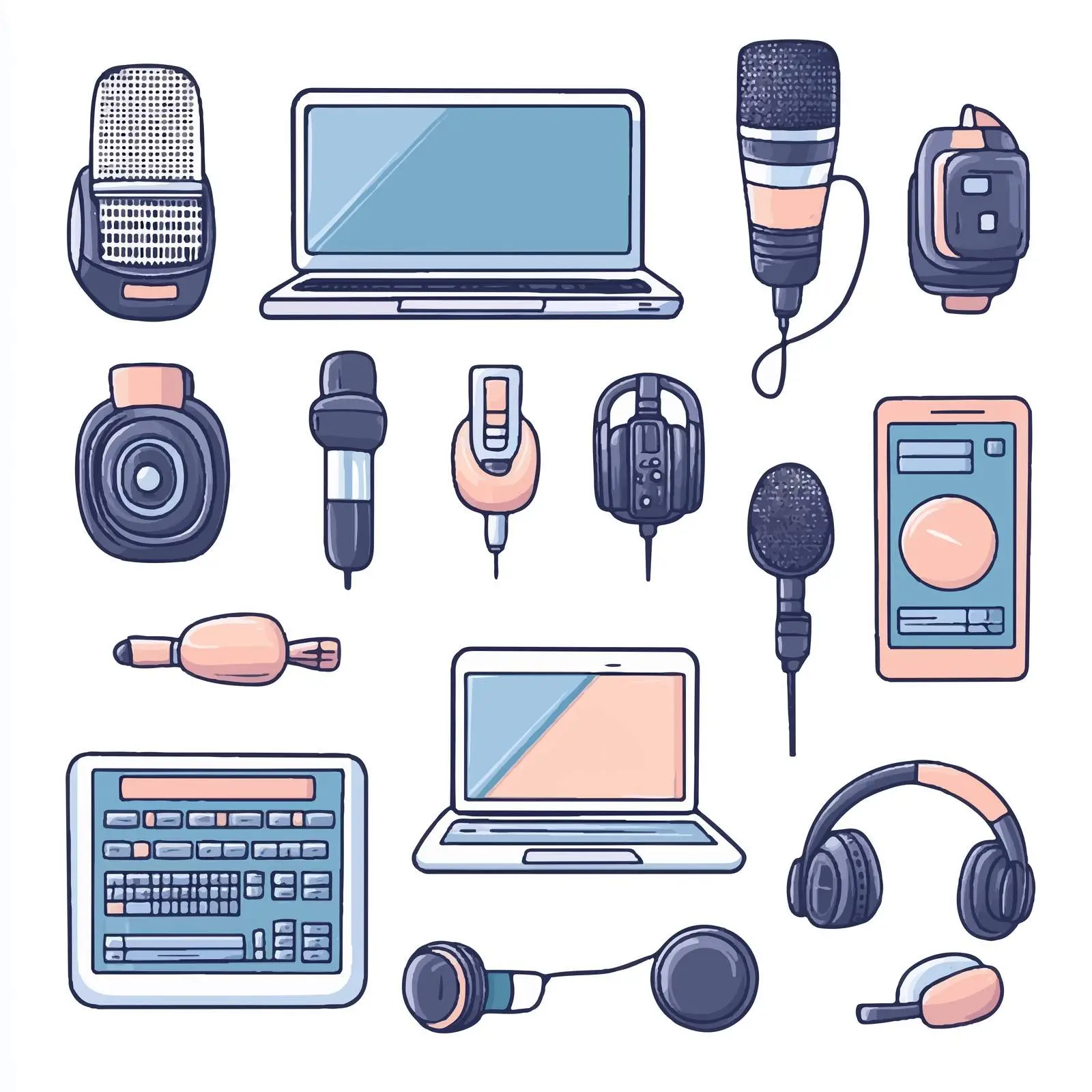 Podcasting Equipment Vector Set — free download from Dotvec