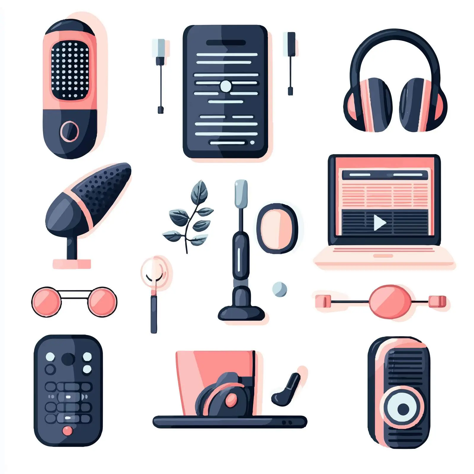 Podcast Setup Elements: Microphone, Laptop, Headphones – free recording image from Dotvec