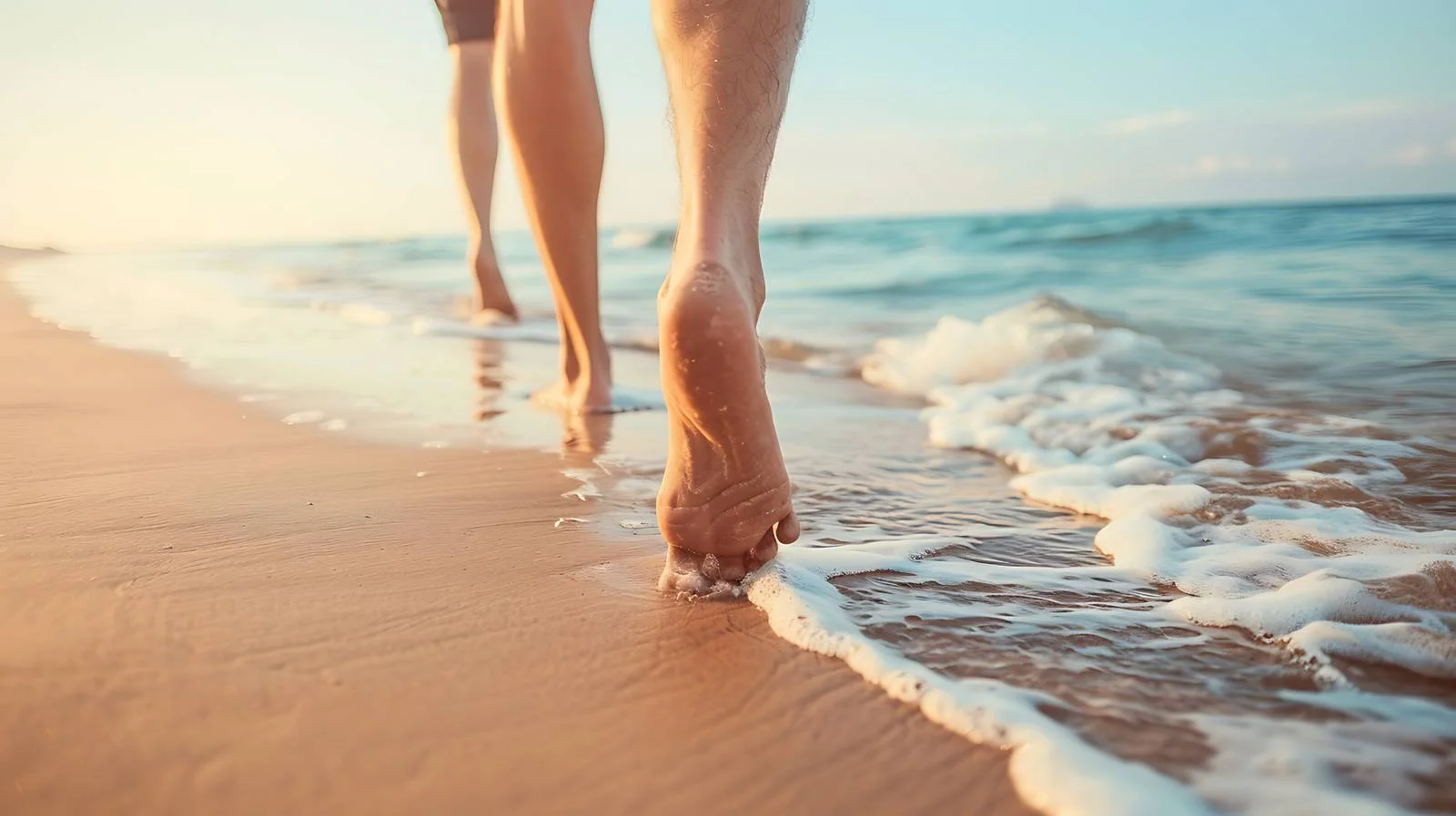 Man Stepping at Sand Beach View — free download from Dotvec