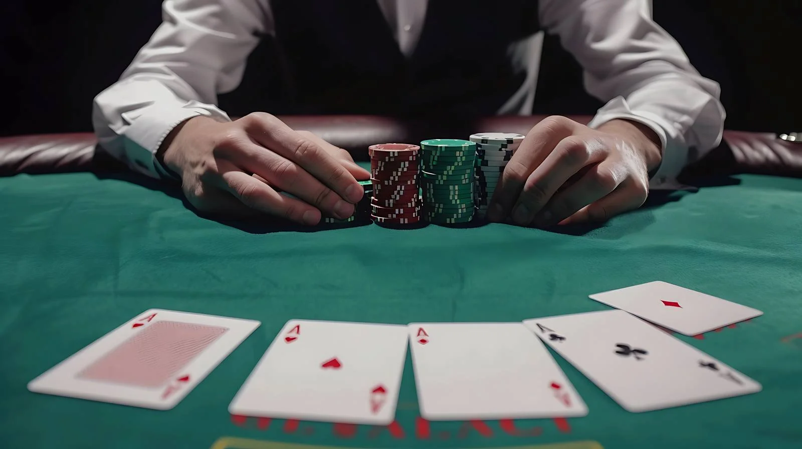 Poker Player with Cards and Chips — free download from Dotvec