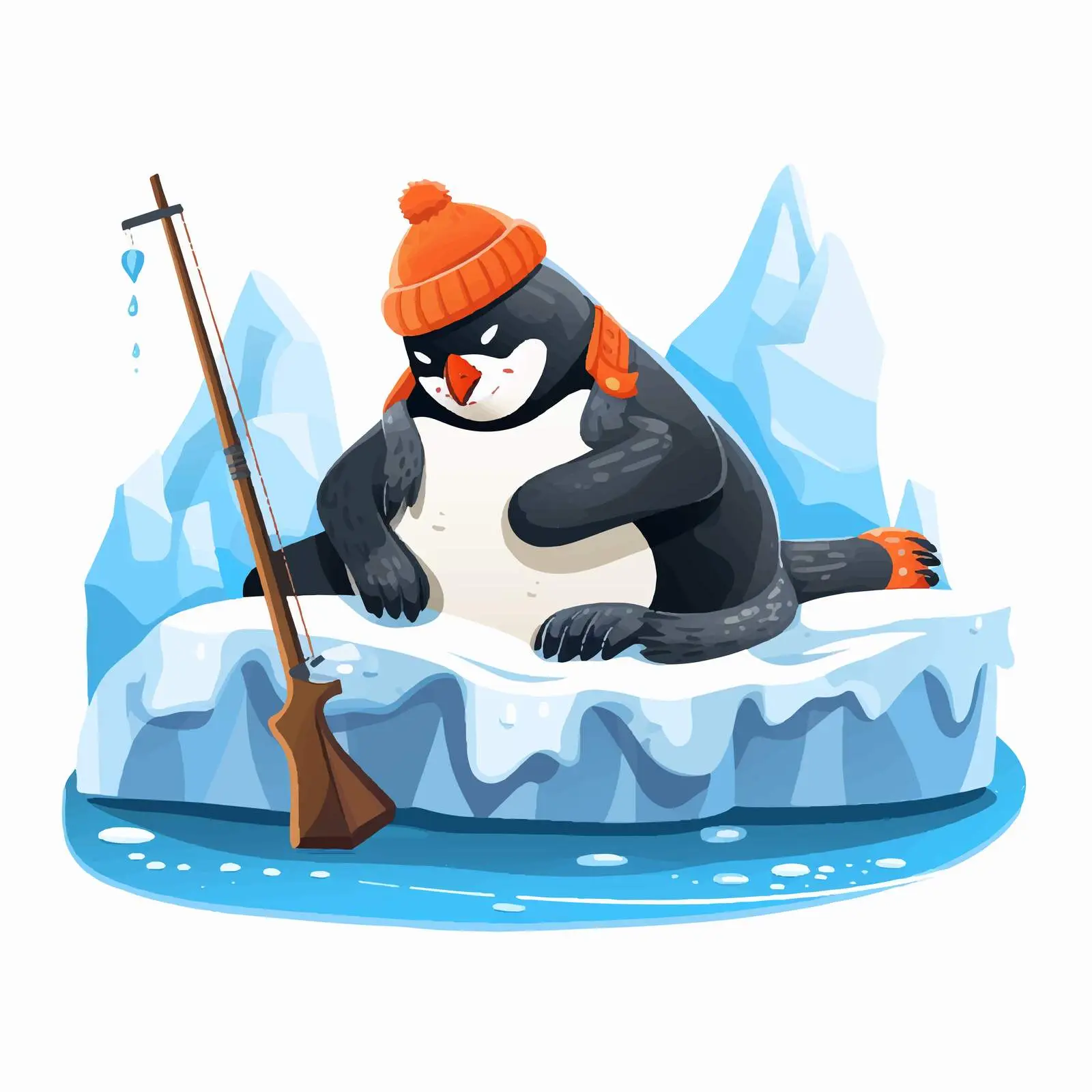 Polar Animal Sleeping by the Fishing Hole — free download from Dotvec