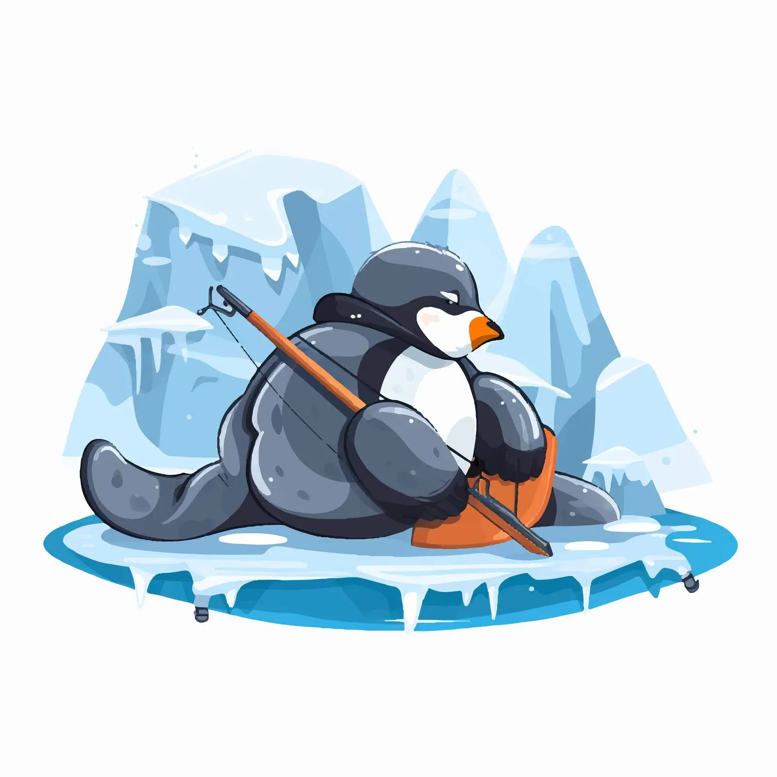 Polar Animal Sleeping at Fishing Vector Illustration — free download from Dotvec