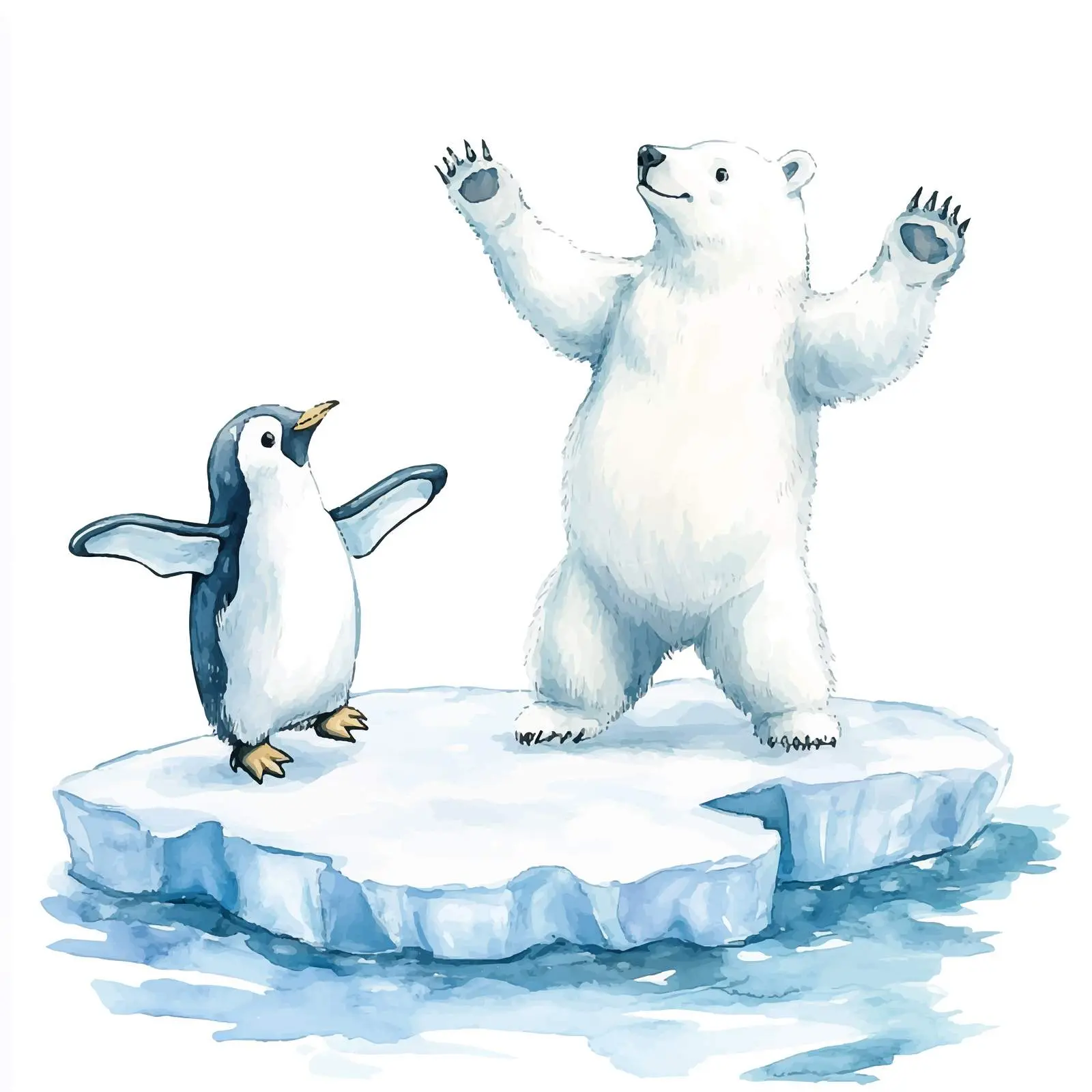 Polar Bear and Penguins Dancing on Ice – free pole image from Dotvec