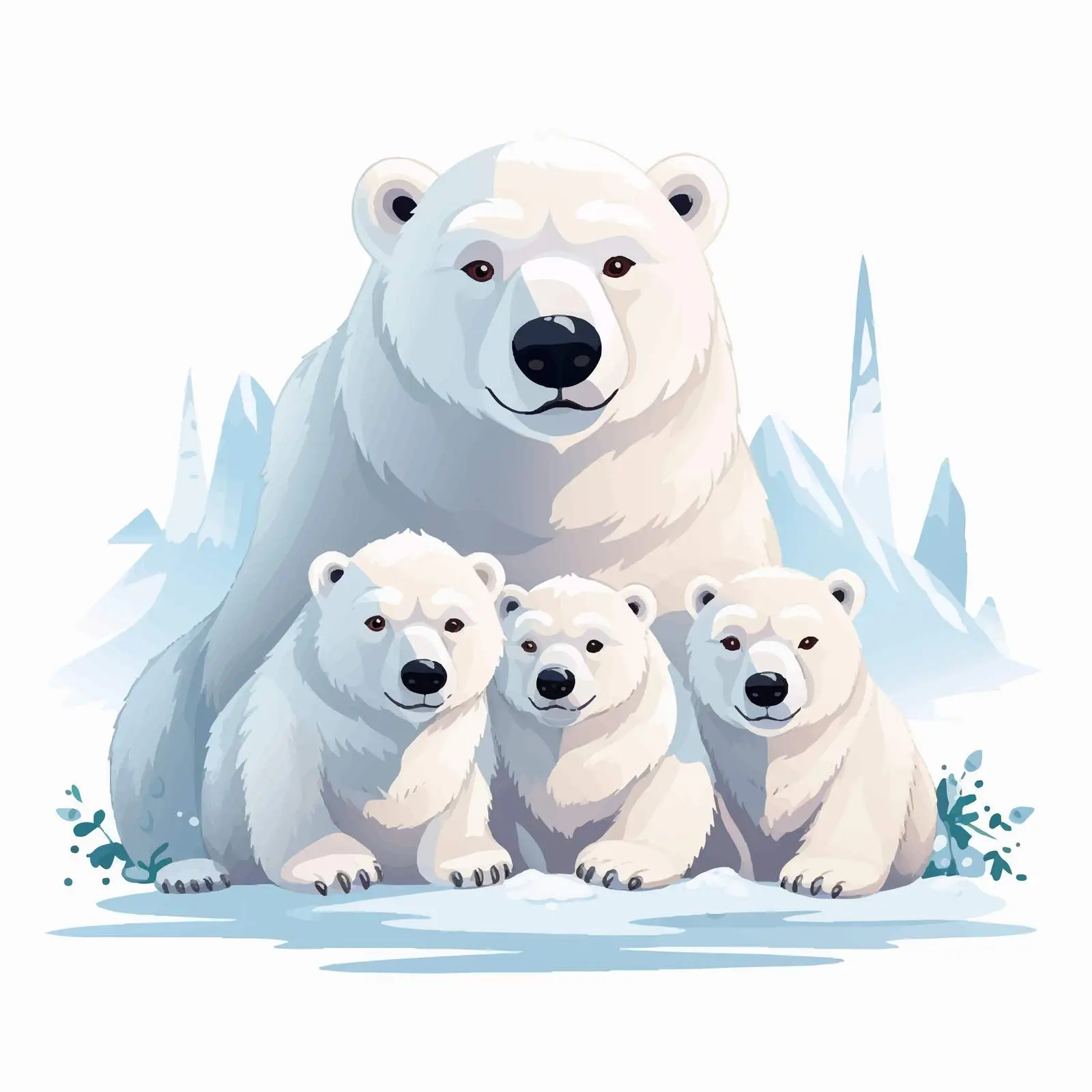 Cute Polar Bears Family with Mother and Cubs — free download from Dotvec