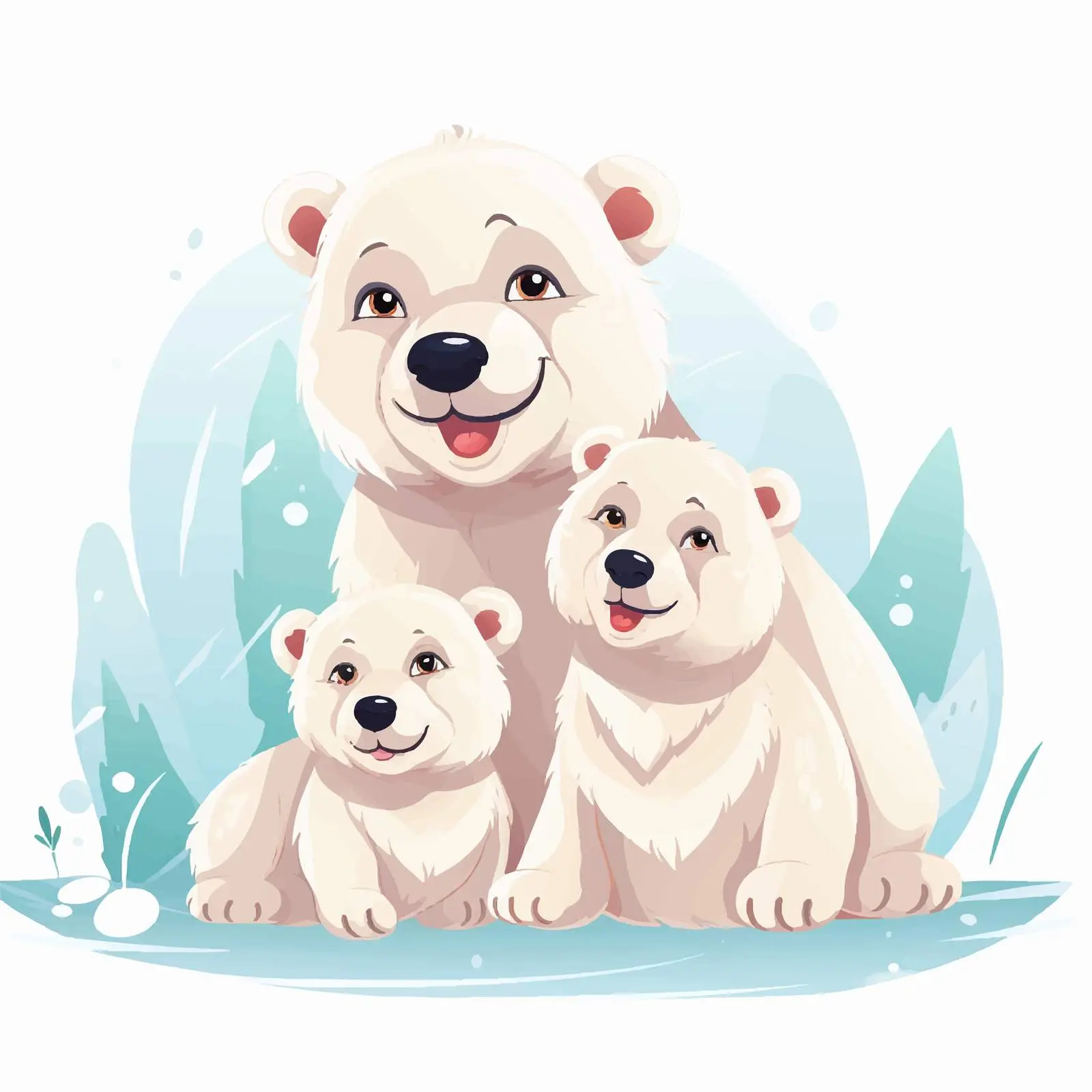 Cute Polar Bear Family with Mother and Cubs — free download from Dotvec