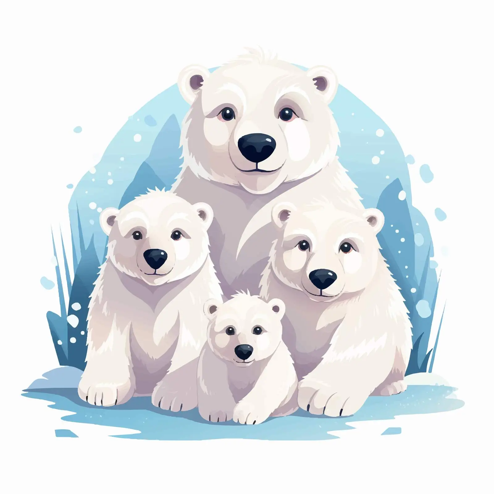 Cute Polar Bears Family with Cubs – free polar bears image from Dotvec