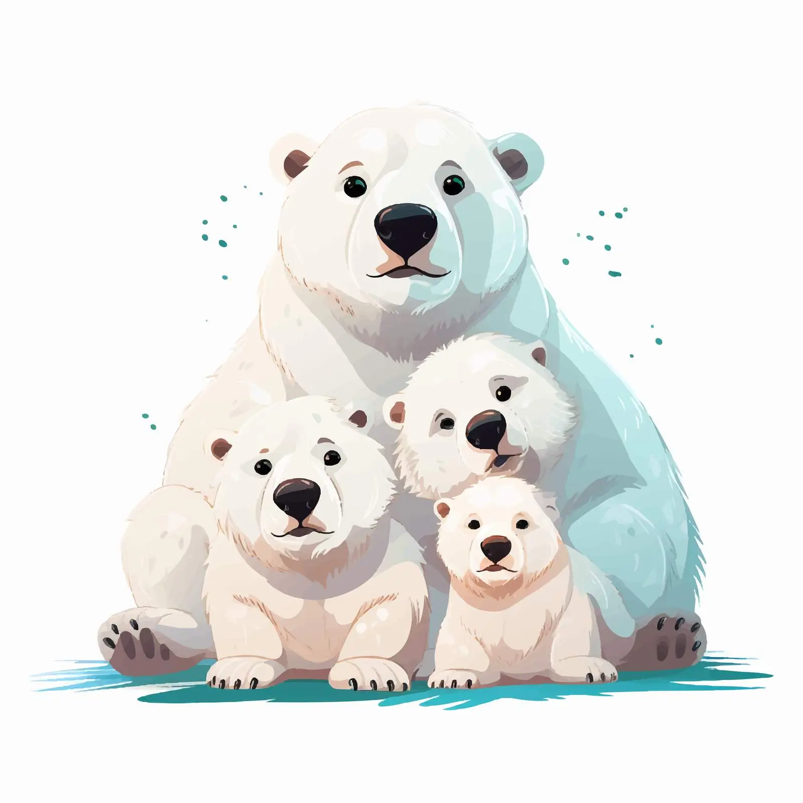 Polar Bear Family with Cute Cubs — free download from Dotvec