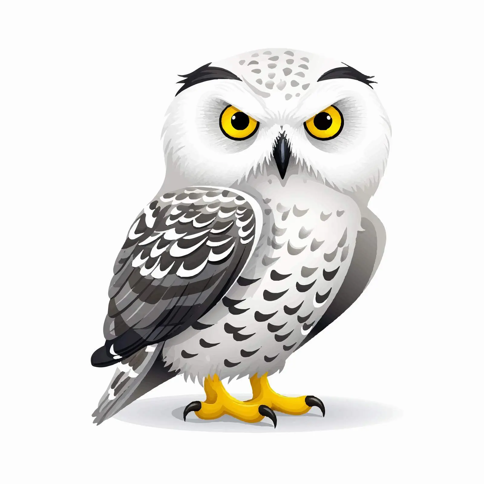 Isolated Black and White Snowy Owl Illustration – free bubo image from Dotvec