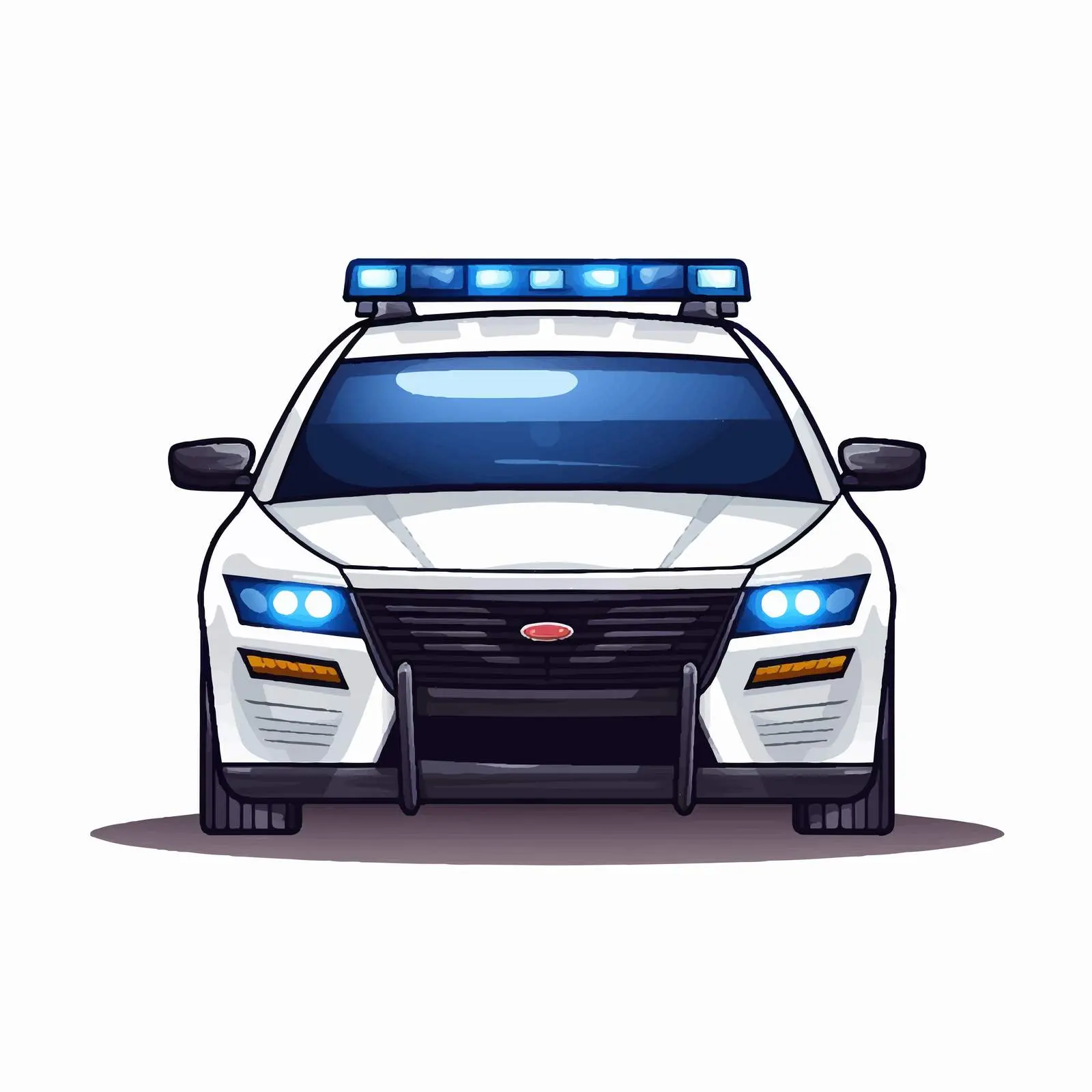 Police Car Line Vector Illustration on White Background – free emergency vehicle image from Dotvec