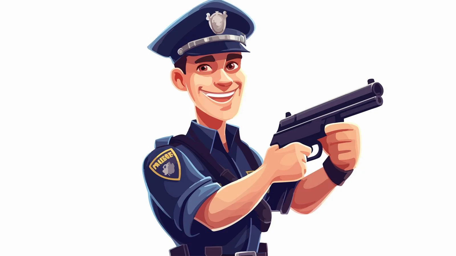 Joyful Police with Gun Cartoon Illustration — free download from Dotvec