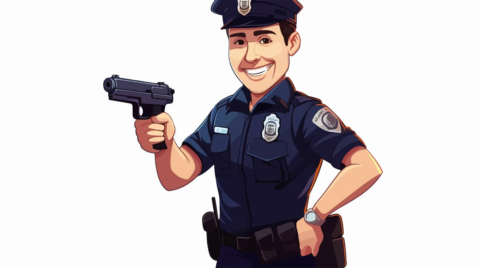 Cheerful Police Officer Cartoon Illustration — free download from Dotvec