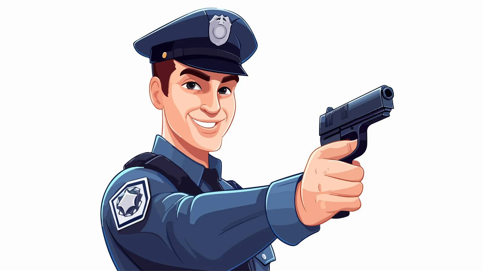Cheerful Police Officer Cartoon Illustration — free download from Dotvec