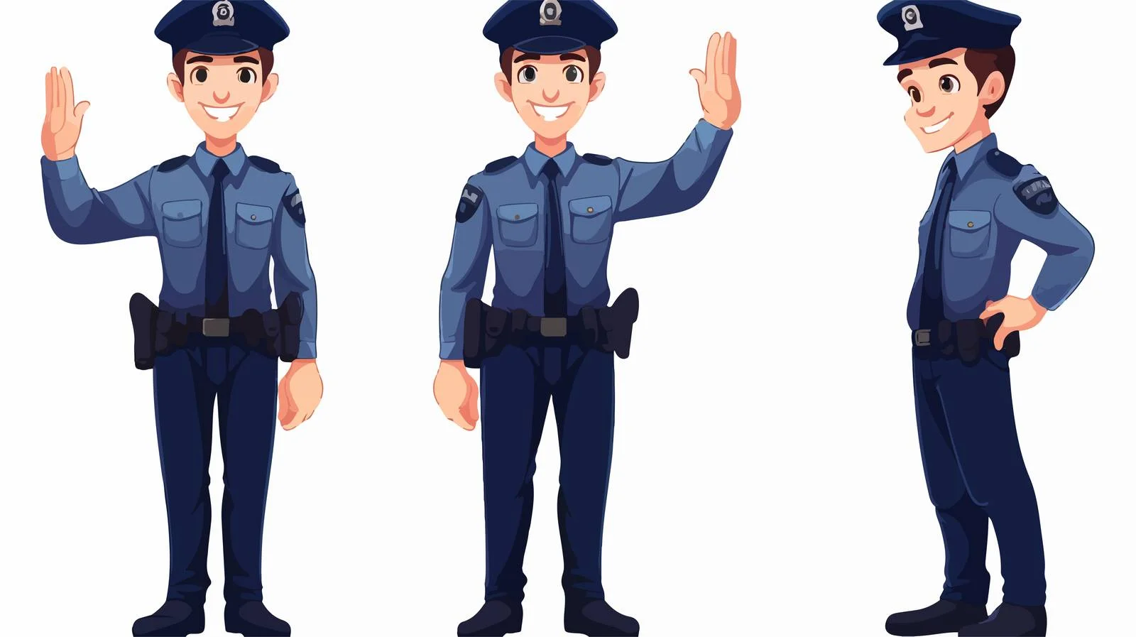 Police Officer Waving Cartoon Vector — free download from Dotvec