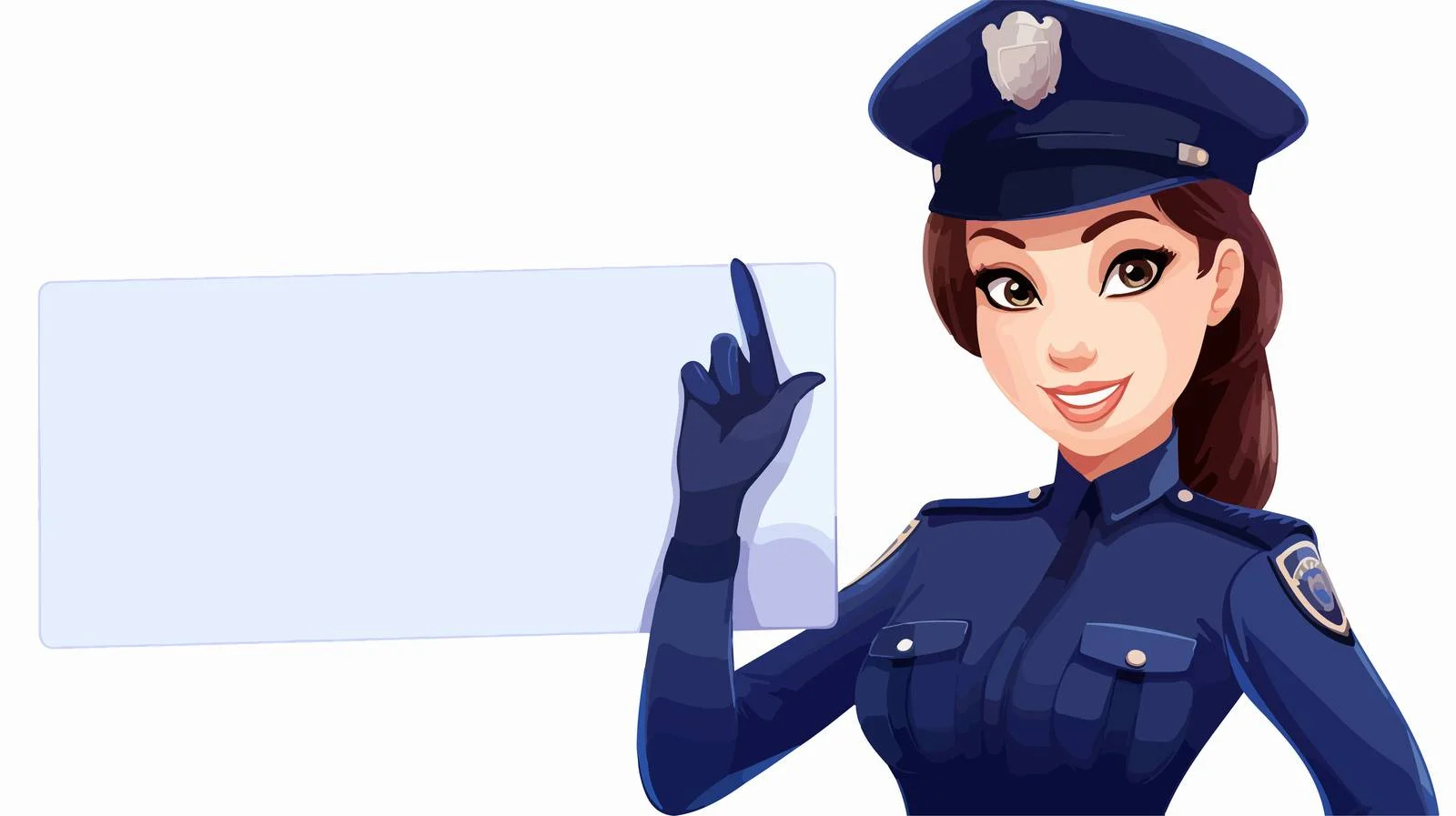 Police Woman Holds Check Mark Board — free download from Dotvec