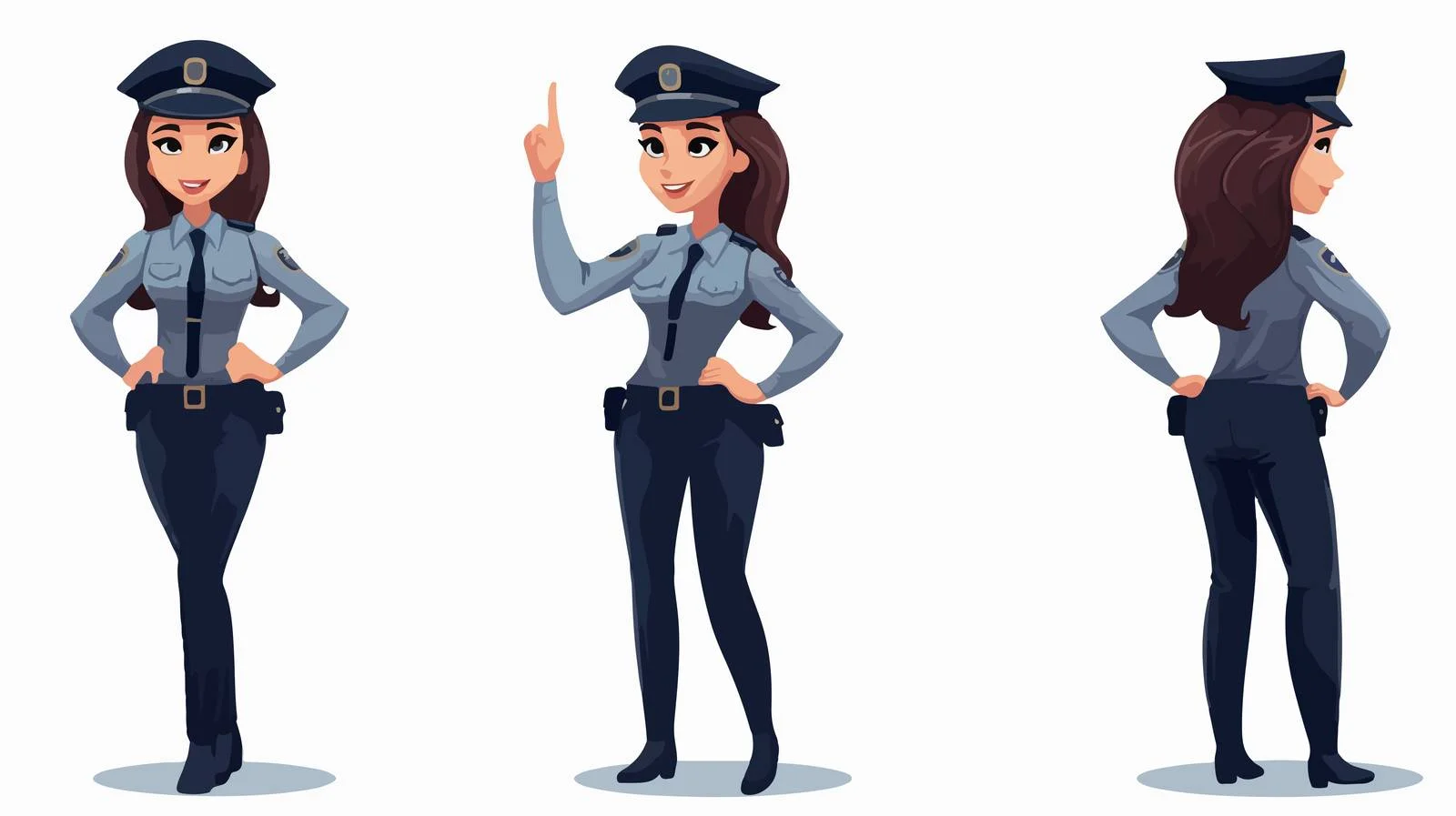 Police Woman Presentation Cartoon — free download from Dotvec