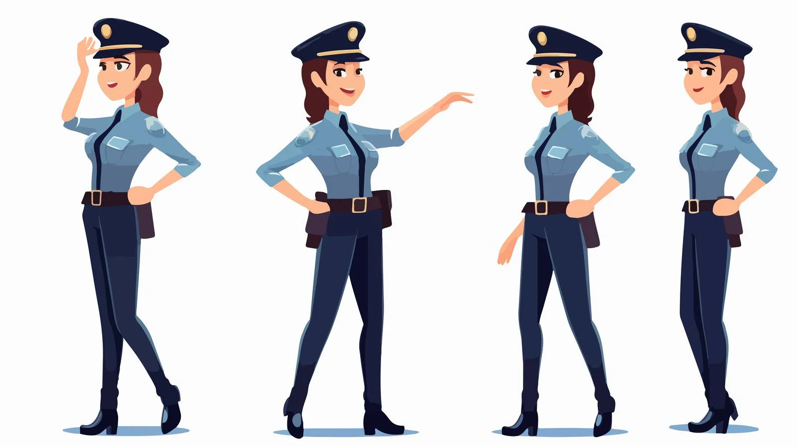Police Woman Presentation Cartoon — free download from Dotvec