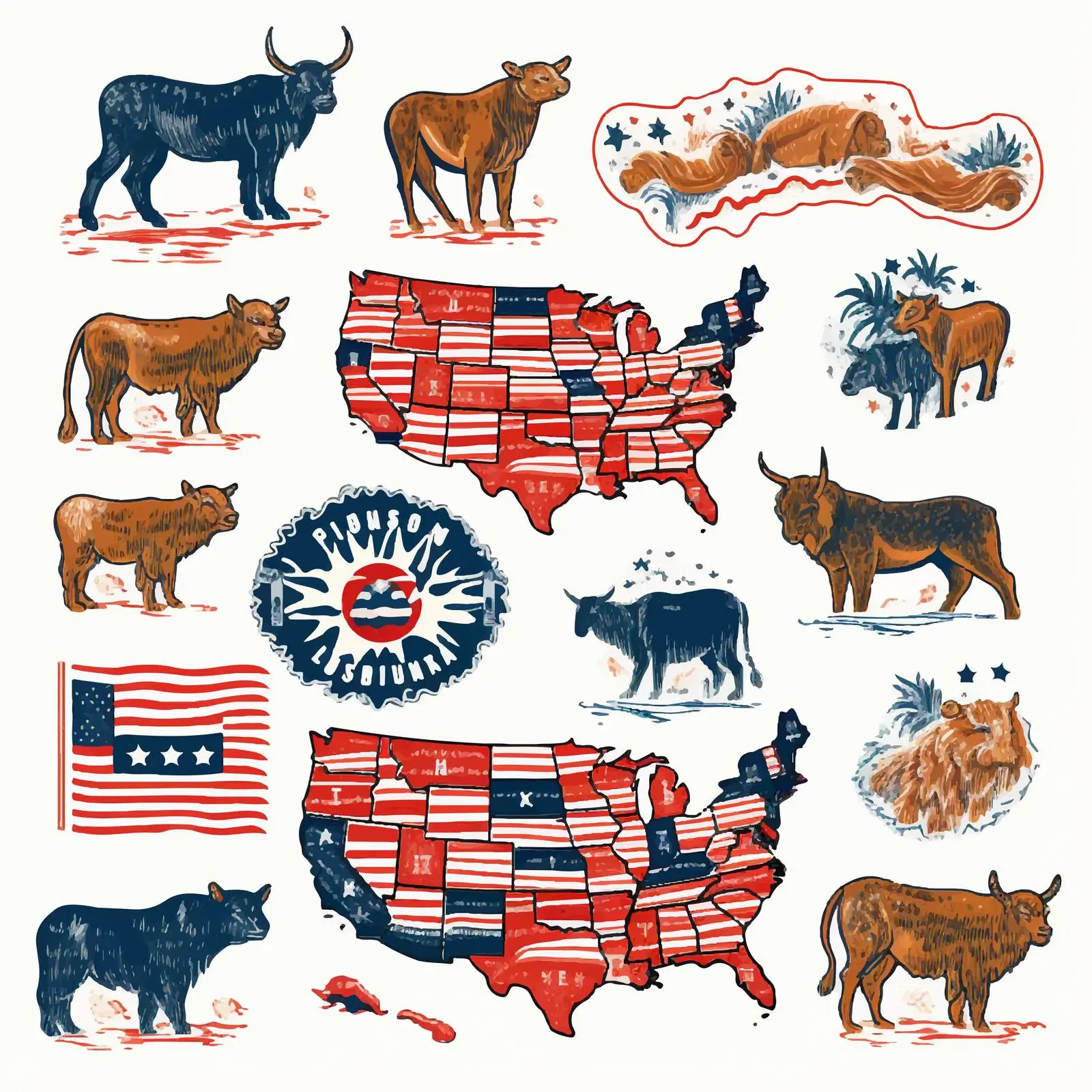 Political Divisions of the US Clip Art – free graphic representation image from Dotvec