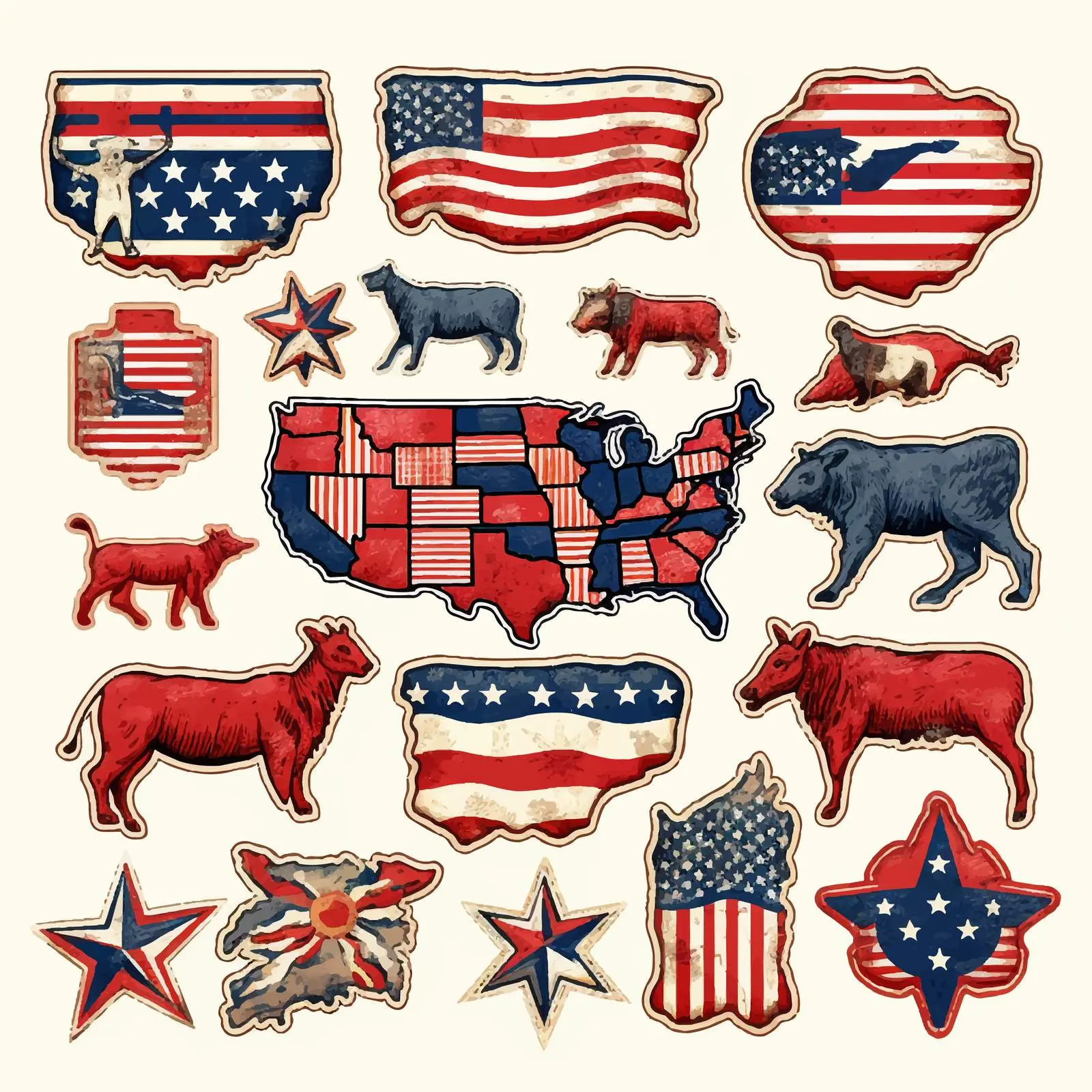 Political Divisions of the United States Clip Art – free state flags image from Dotvec
