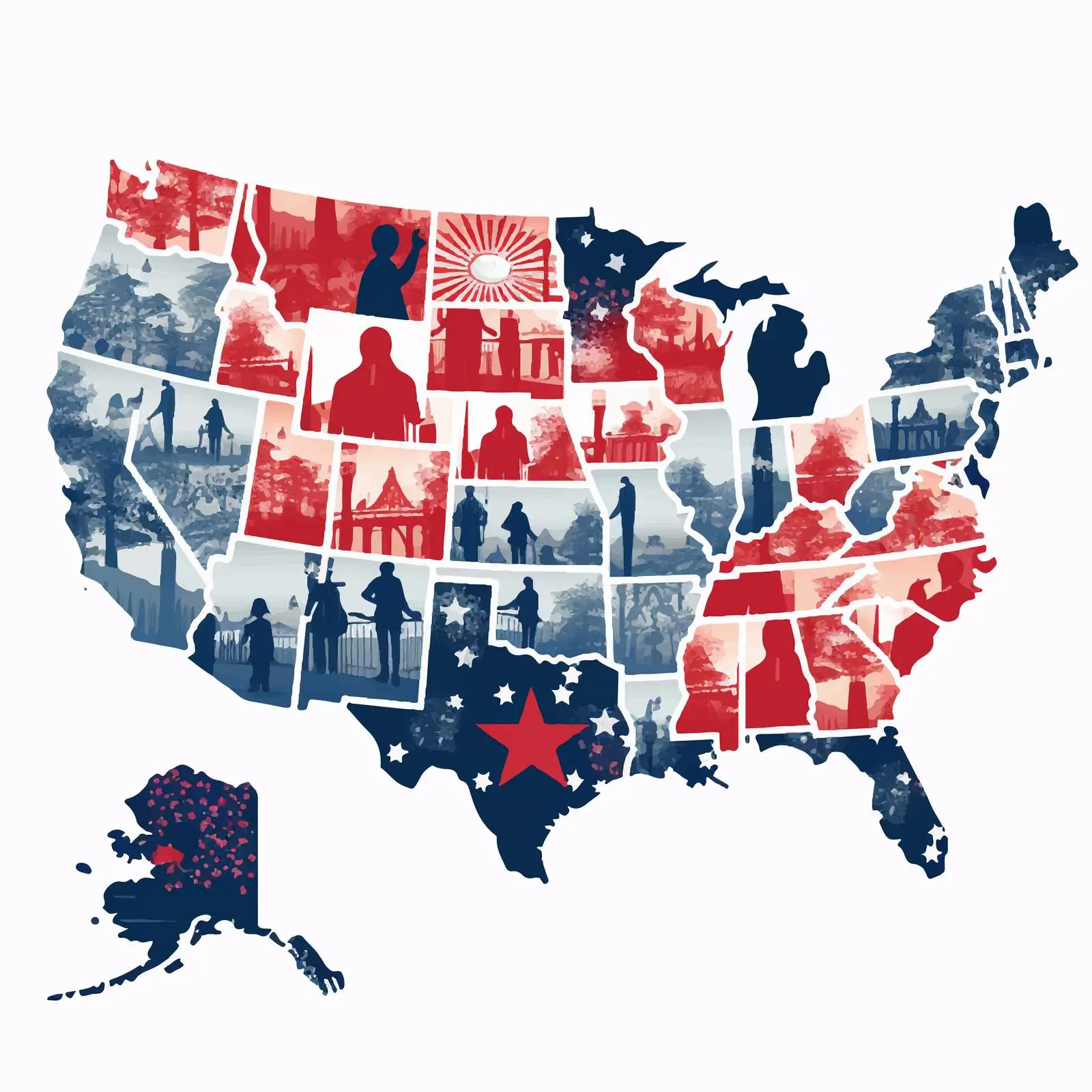 Political Divisions of the US Clip Art – free state flags image from Dotvec