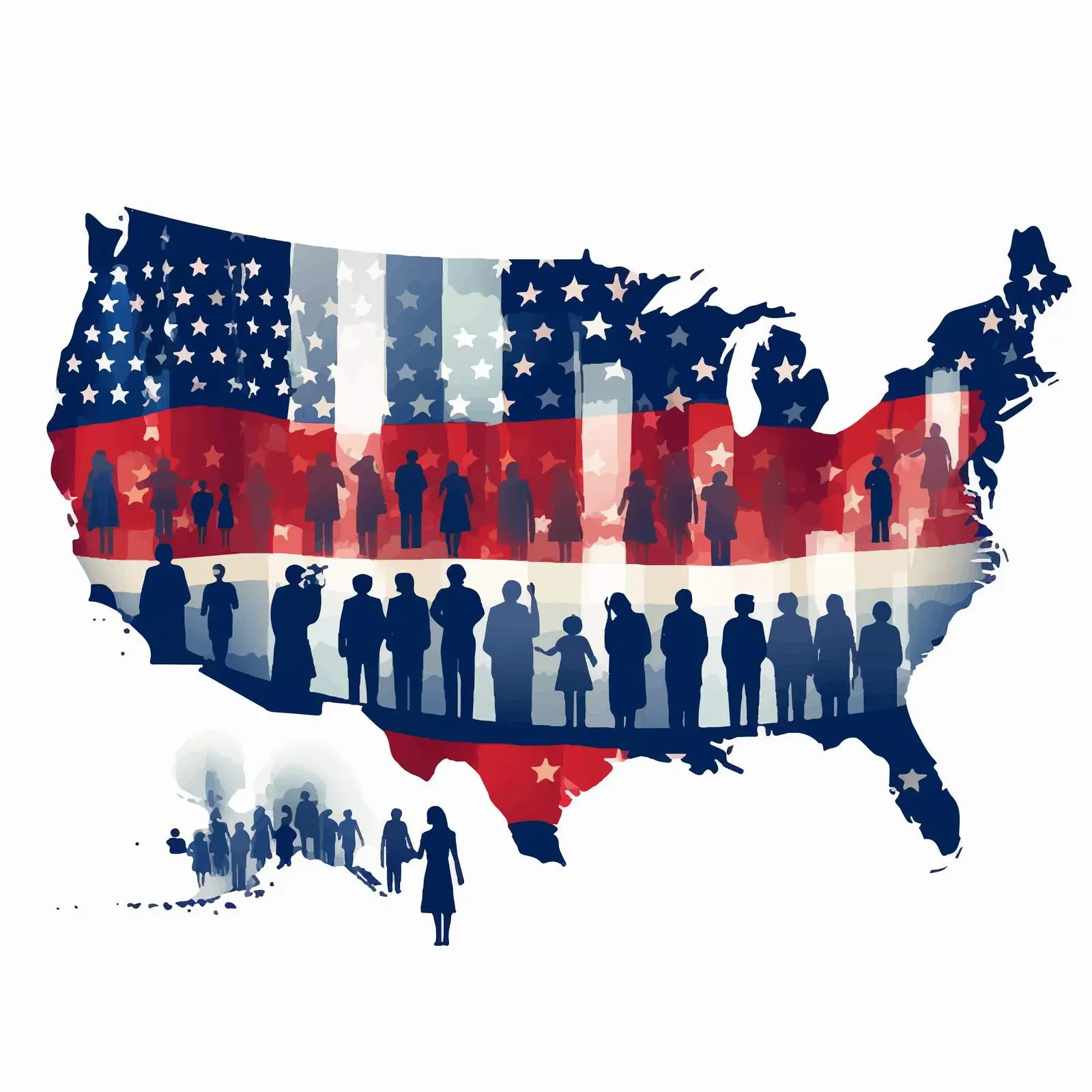 Political Divisions of the US Illustrated – free state flags image from Dotvec