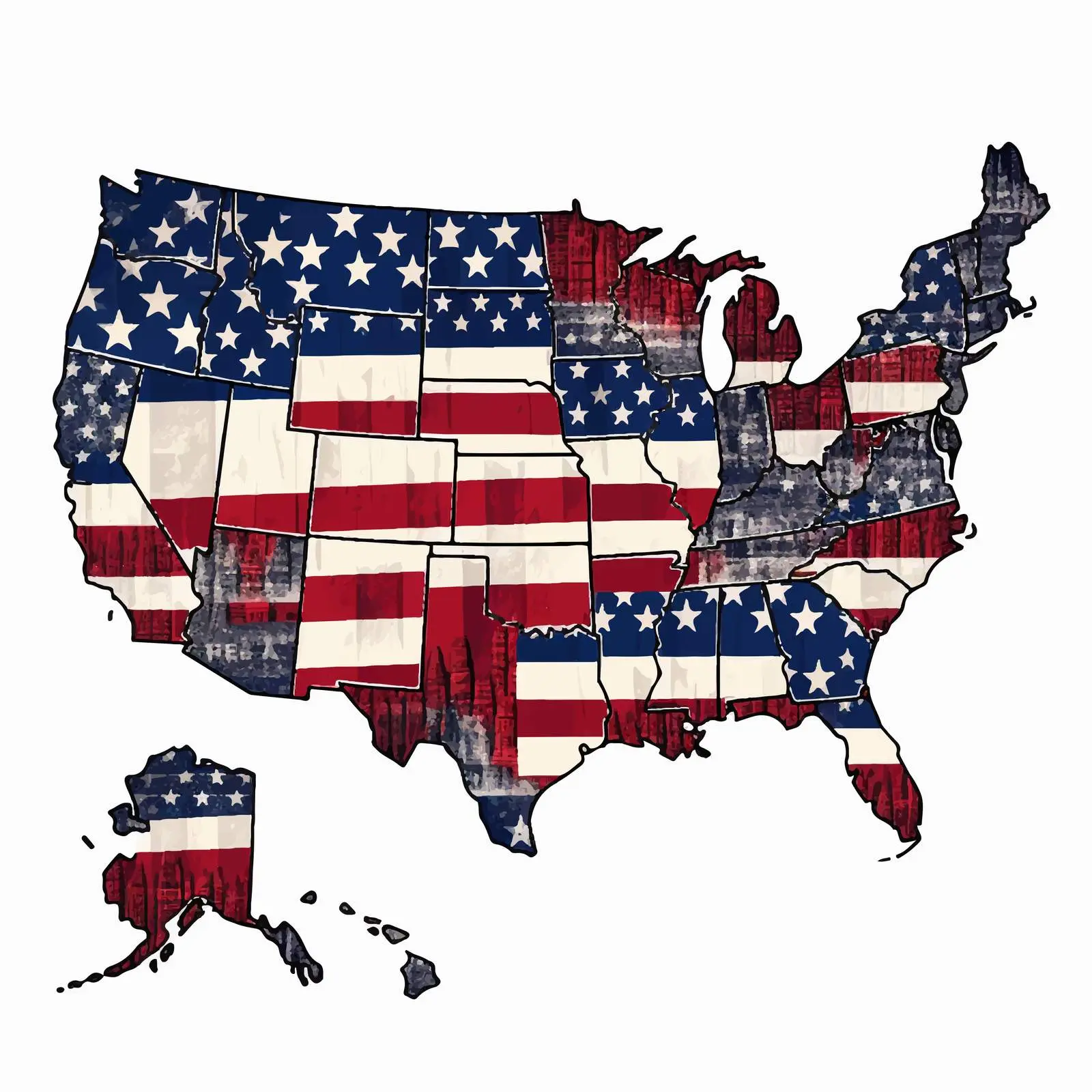 Political Divisions of the United States Artwork – free state flags image from Dotvec