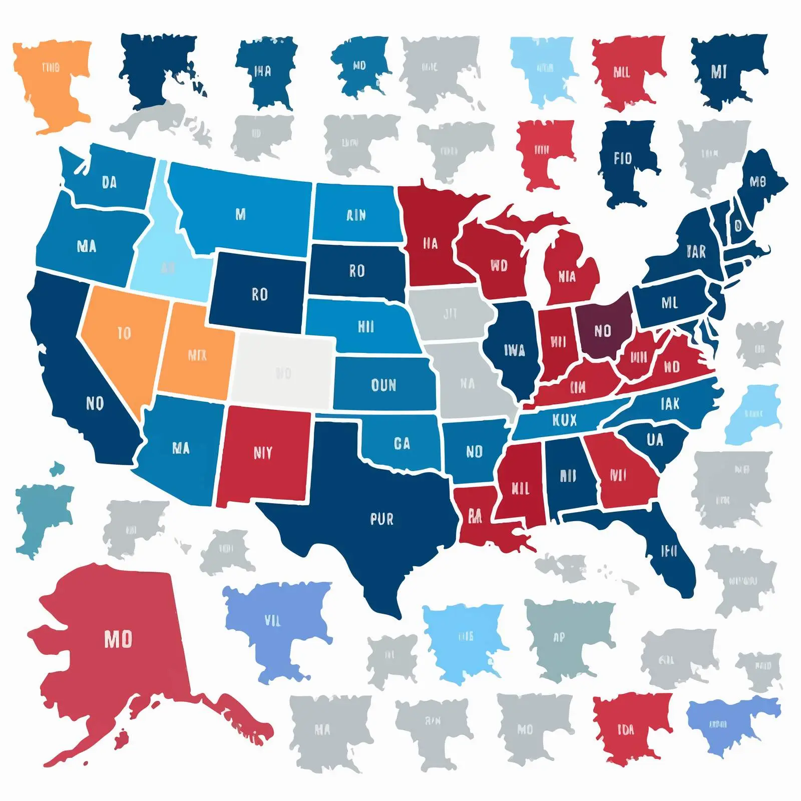 Political Divisions of the US with Abbreviations – free government image from Dotvec