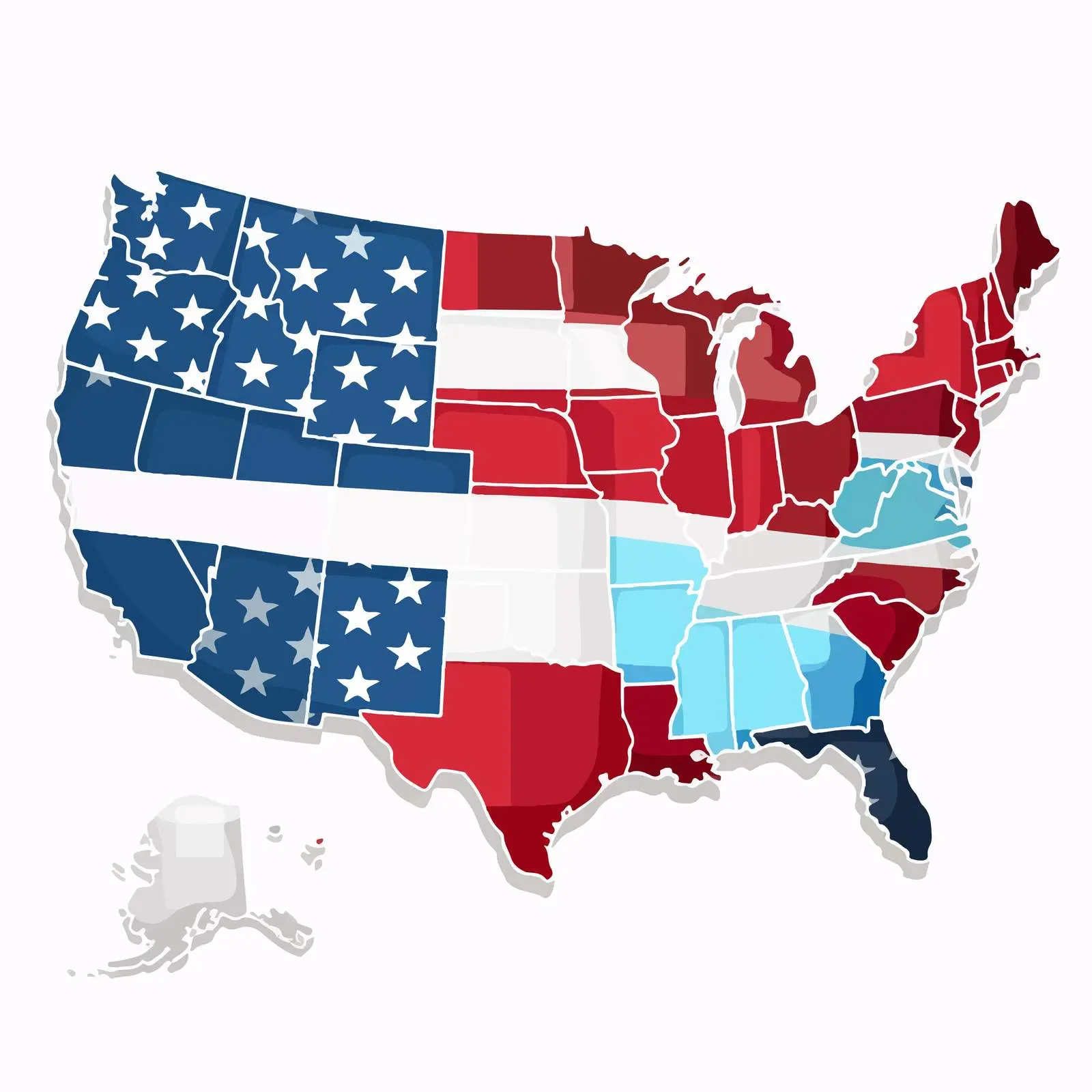 Political Divisions and Abbreviations of the US – free knowledge image from Dotvec