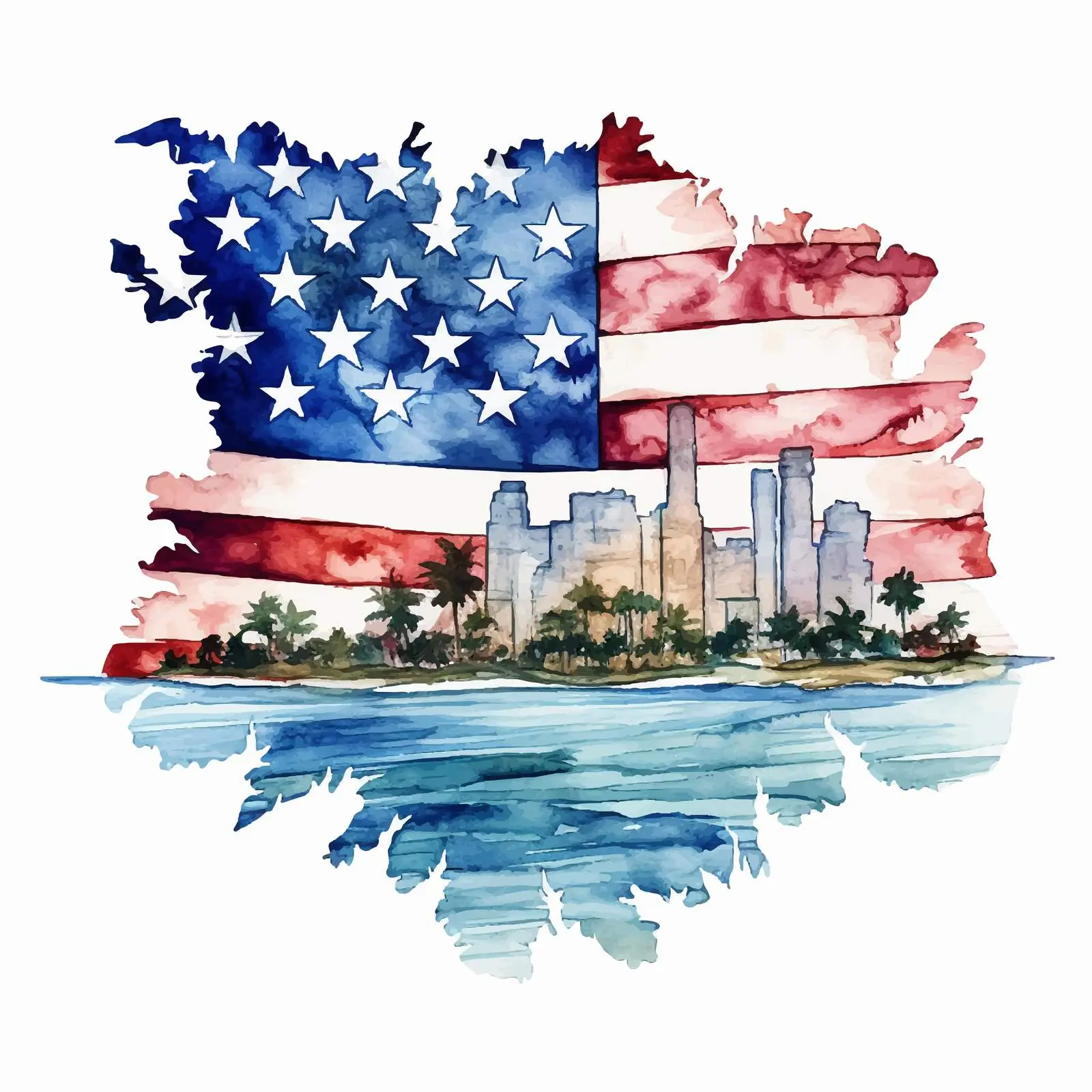 Watercolor Political Divisions of the USA — free download from Dotvec