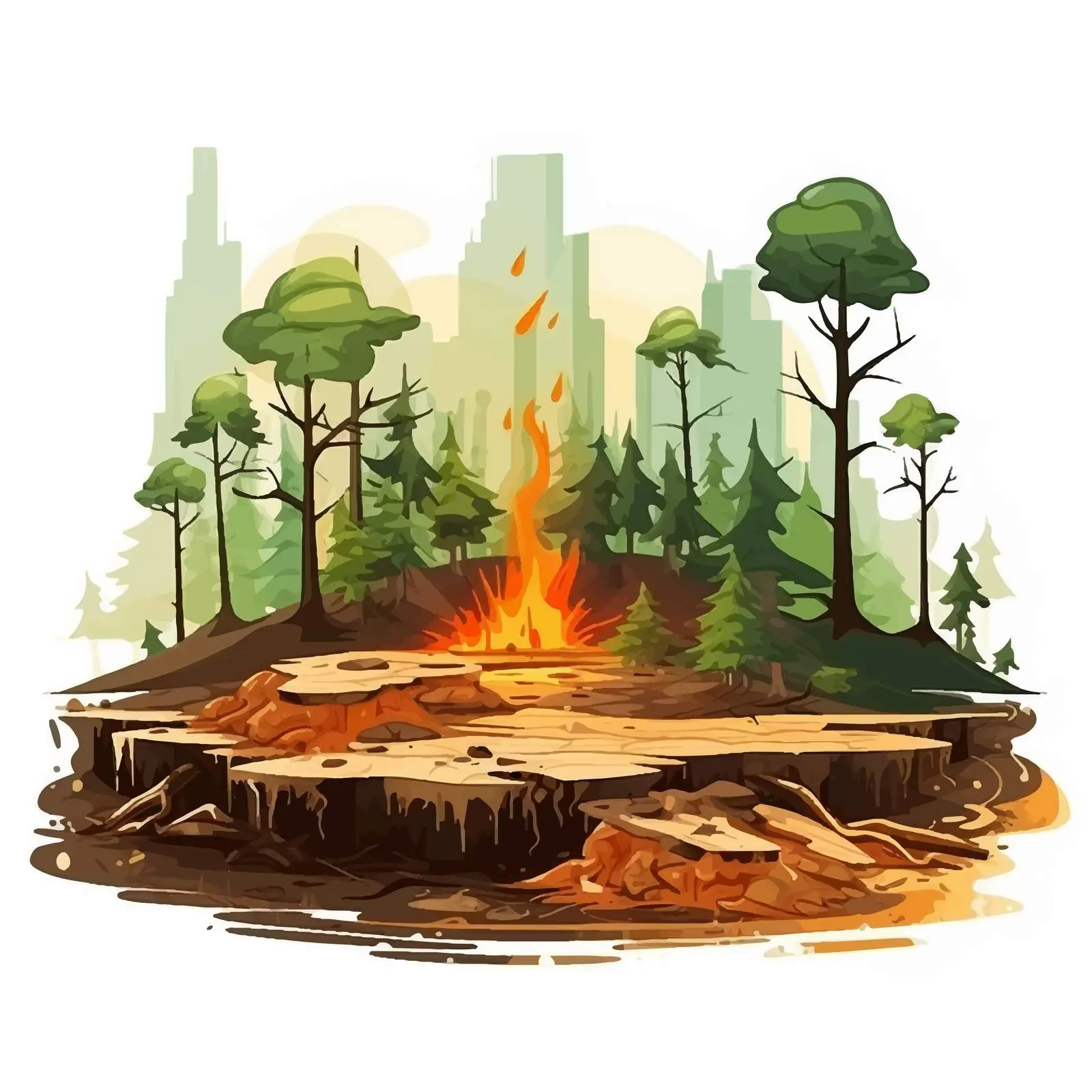 Pollution and Deforestation Vector Illustration – free sustainable practices image from Dotvec