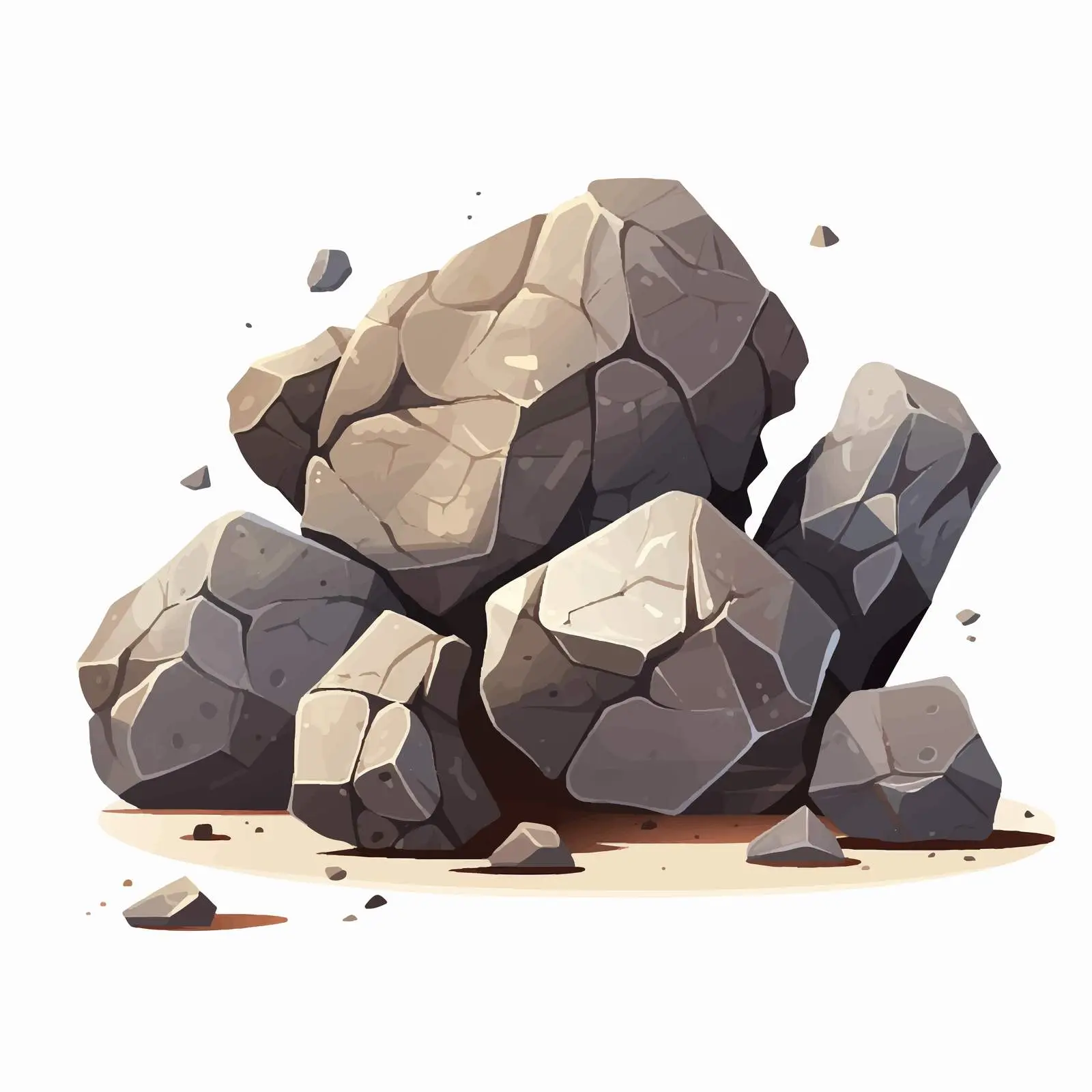 Polygonal Boulder and Cracked Rock Vector Art — free download from Dotvec