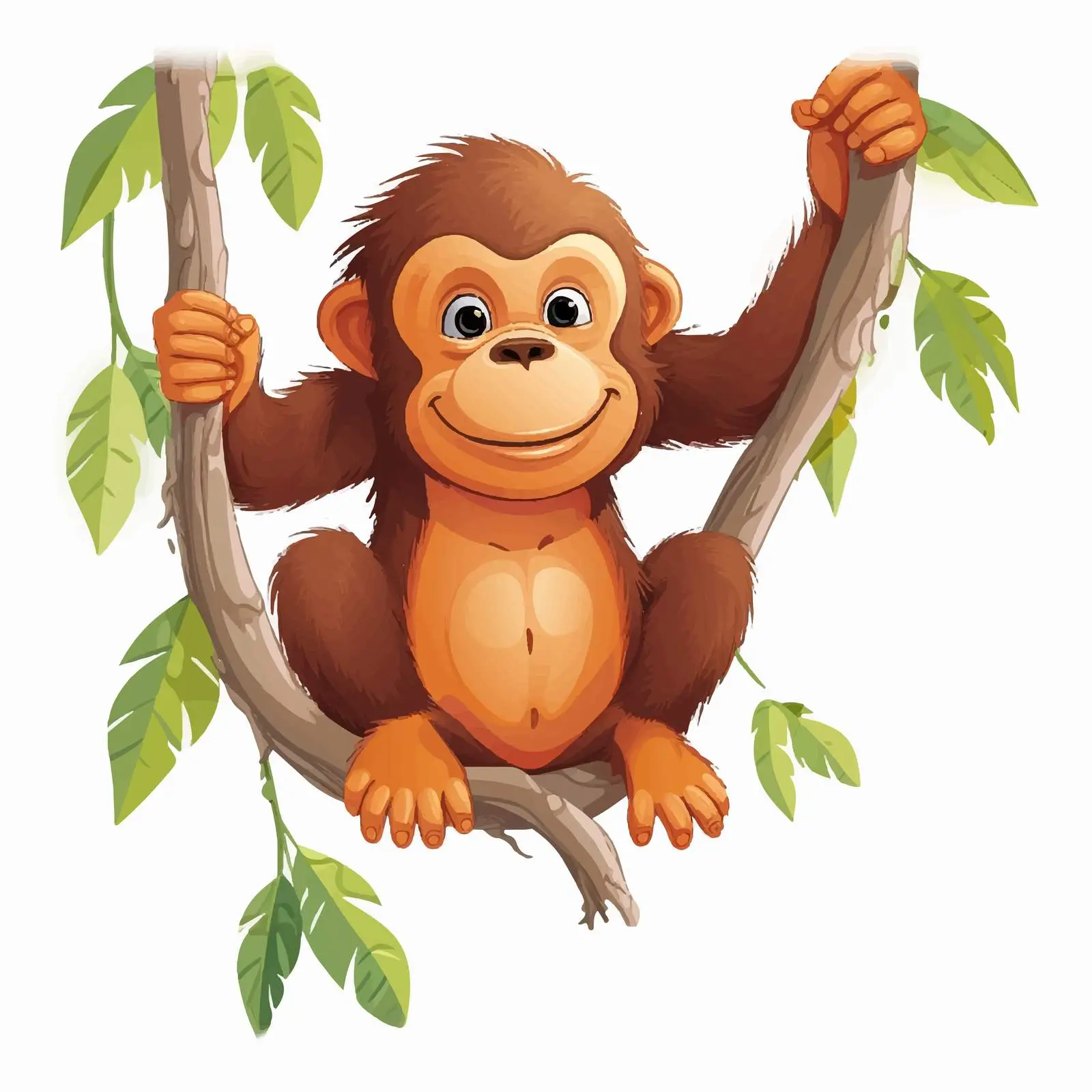 Orangutan Hanging from Tree Vector Illustration — free download from Dotvec