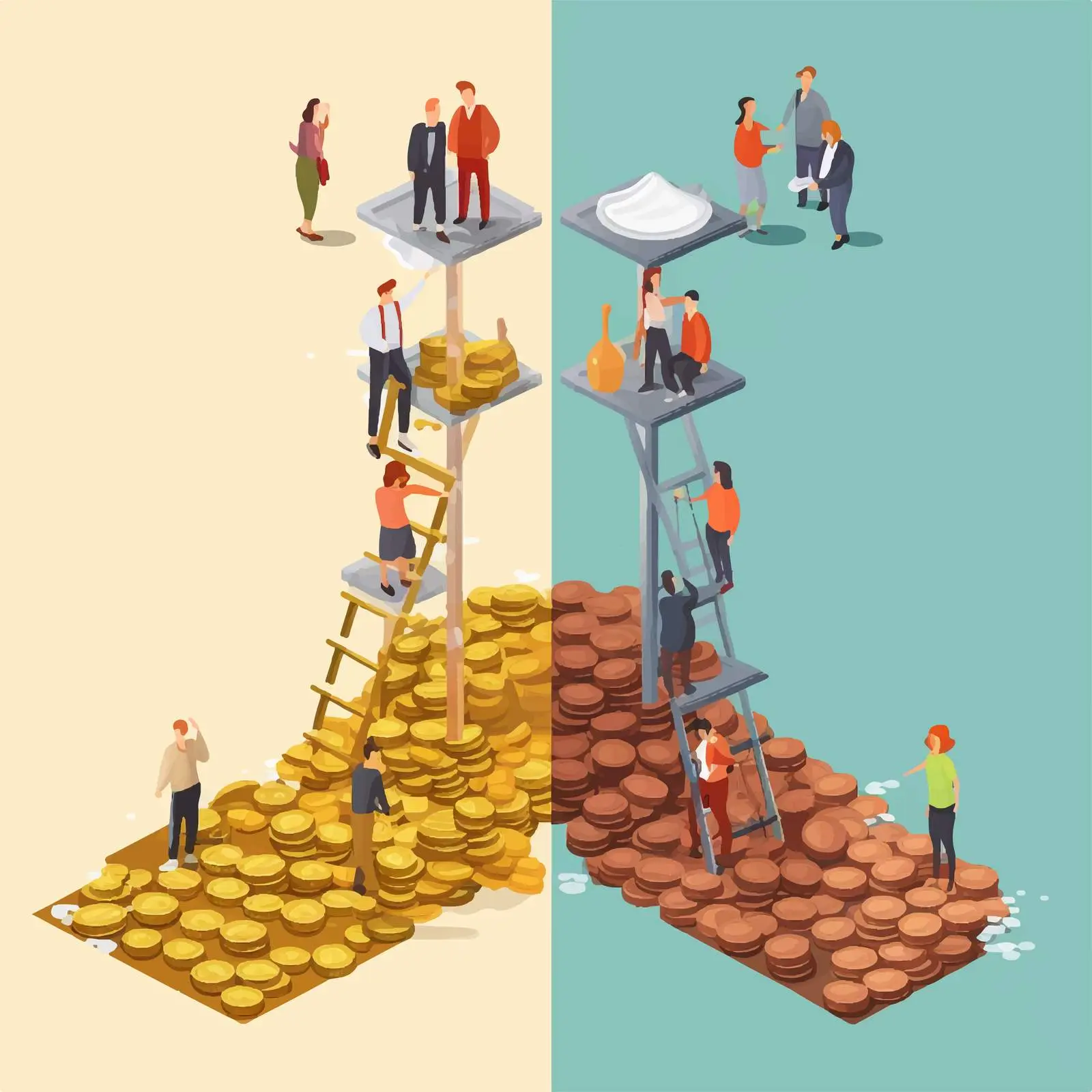 Wealth and Poverty Concept Illustration – free financial freedom image from Dotvec