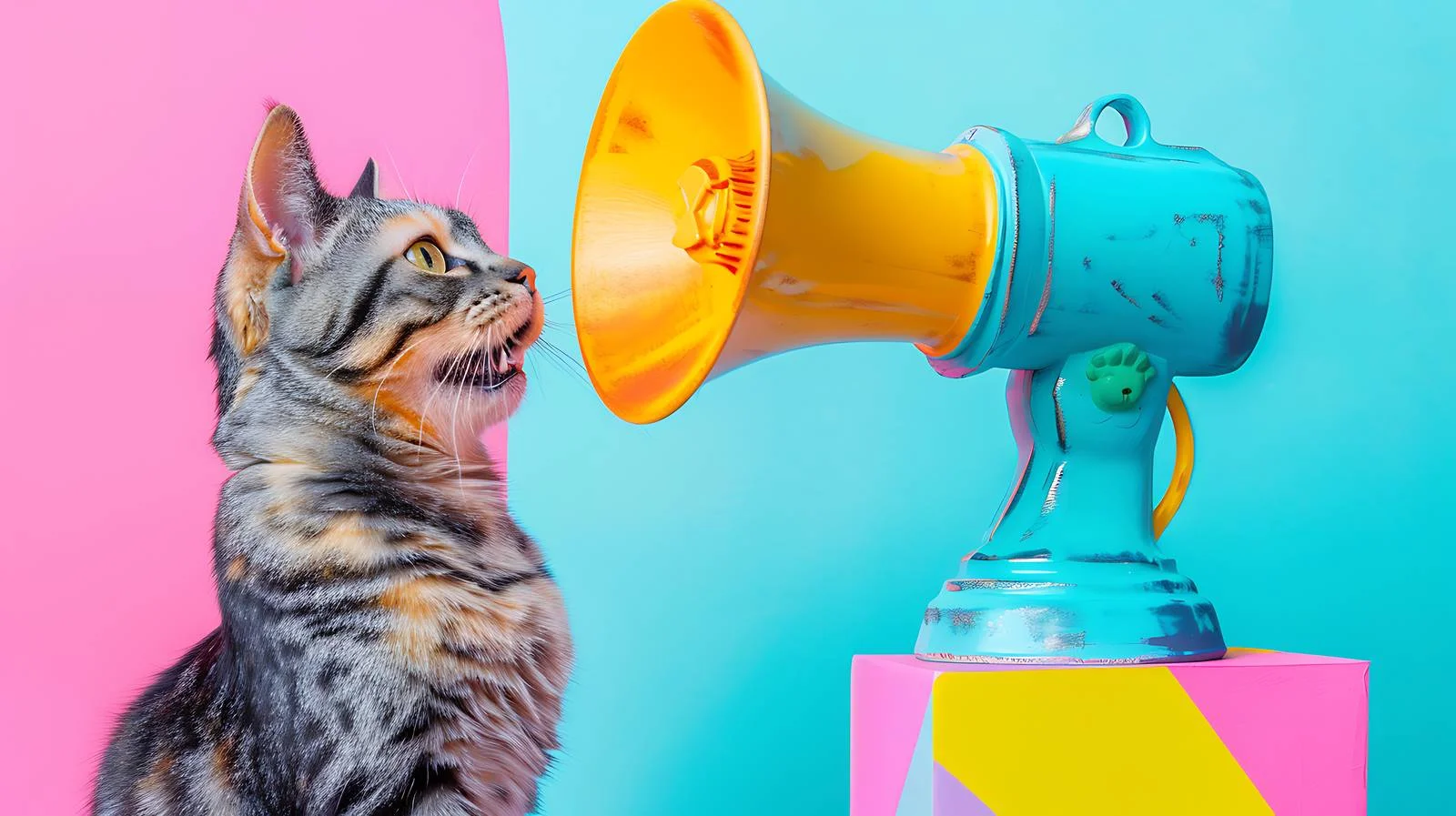 Pop Art Collage with Cat and Megaphone — free download from Dotvec