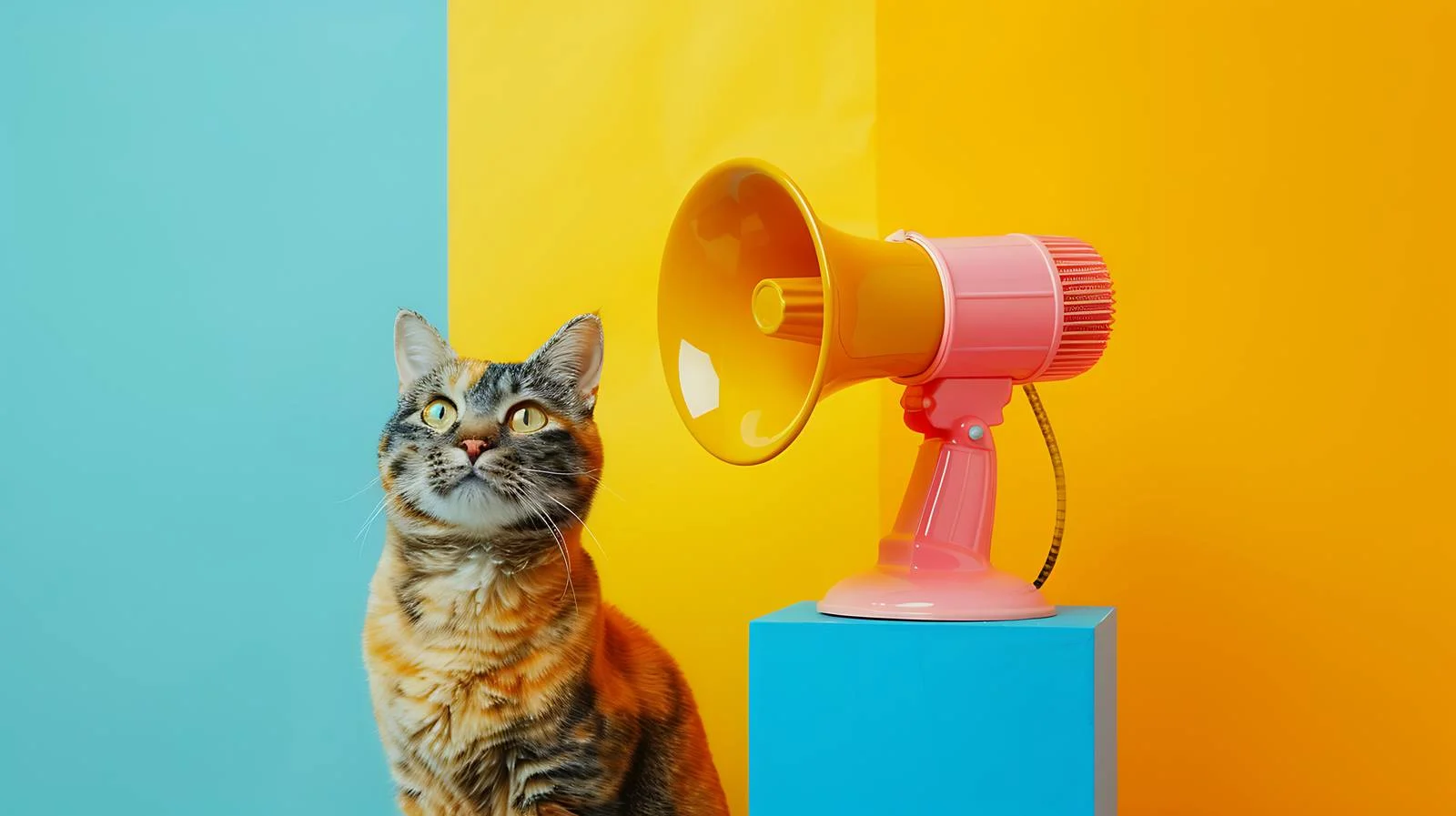 Pop Art Cat Megaphone Collage — free download from Dotvec