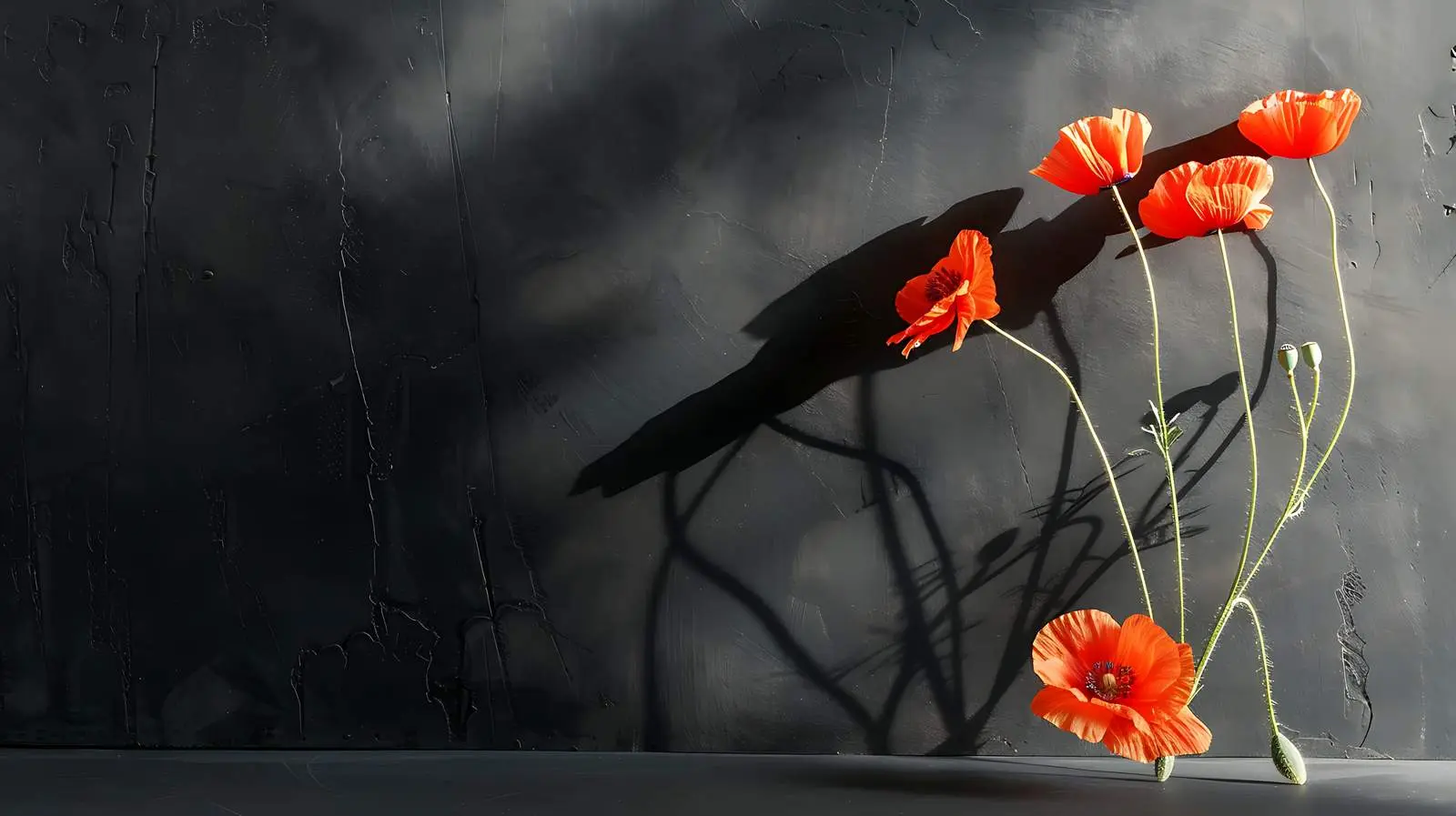 Poppy Stems in Aesthetic Sunlight and Shadows — free download from Dotvec