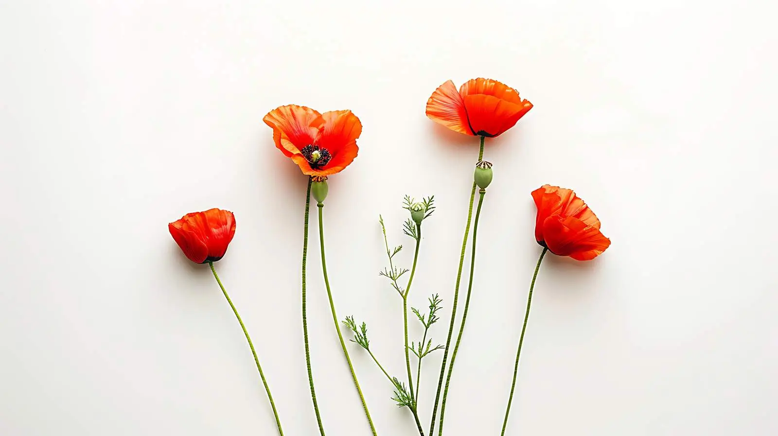 Minimal Poppy Stems on White Background — free download from Dotvec