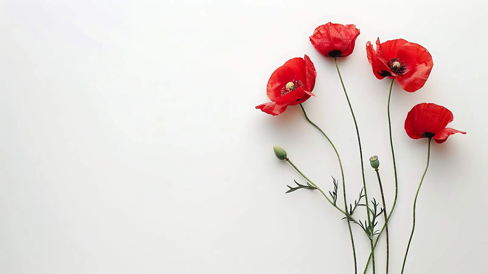 Poppy Stems on White Background Still Life — free download from Dotvec