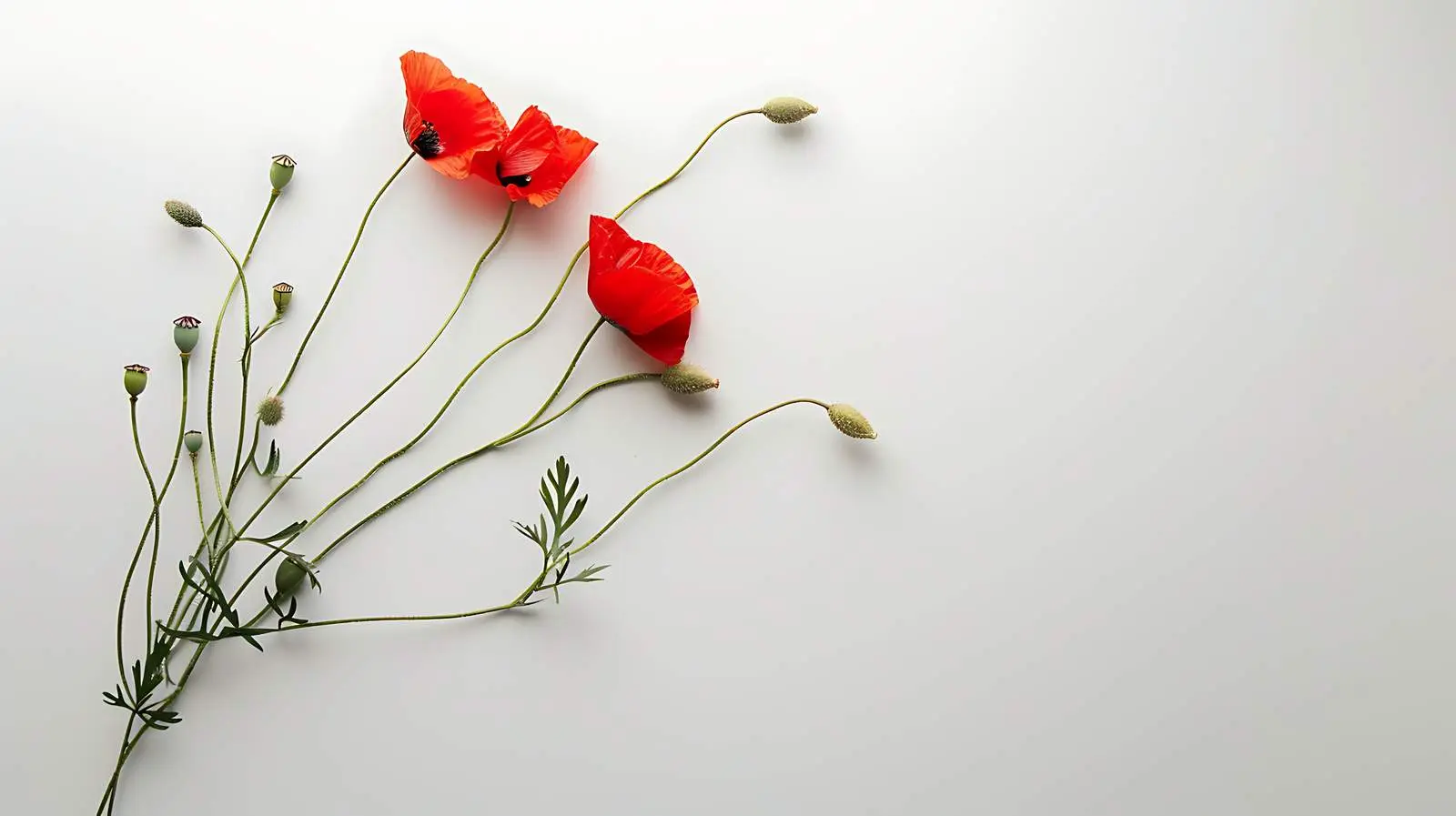 Minimal Poppy Stems Still Life on White Background – free profile image from Dotvec