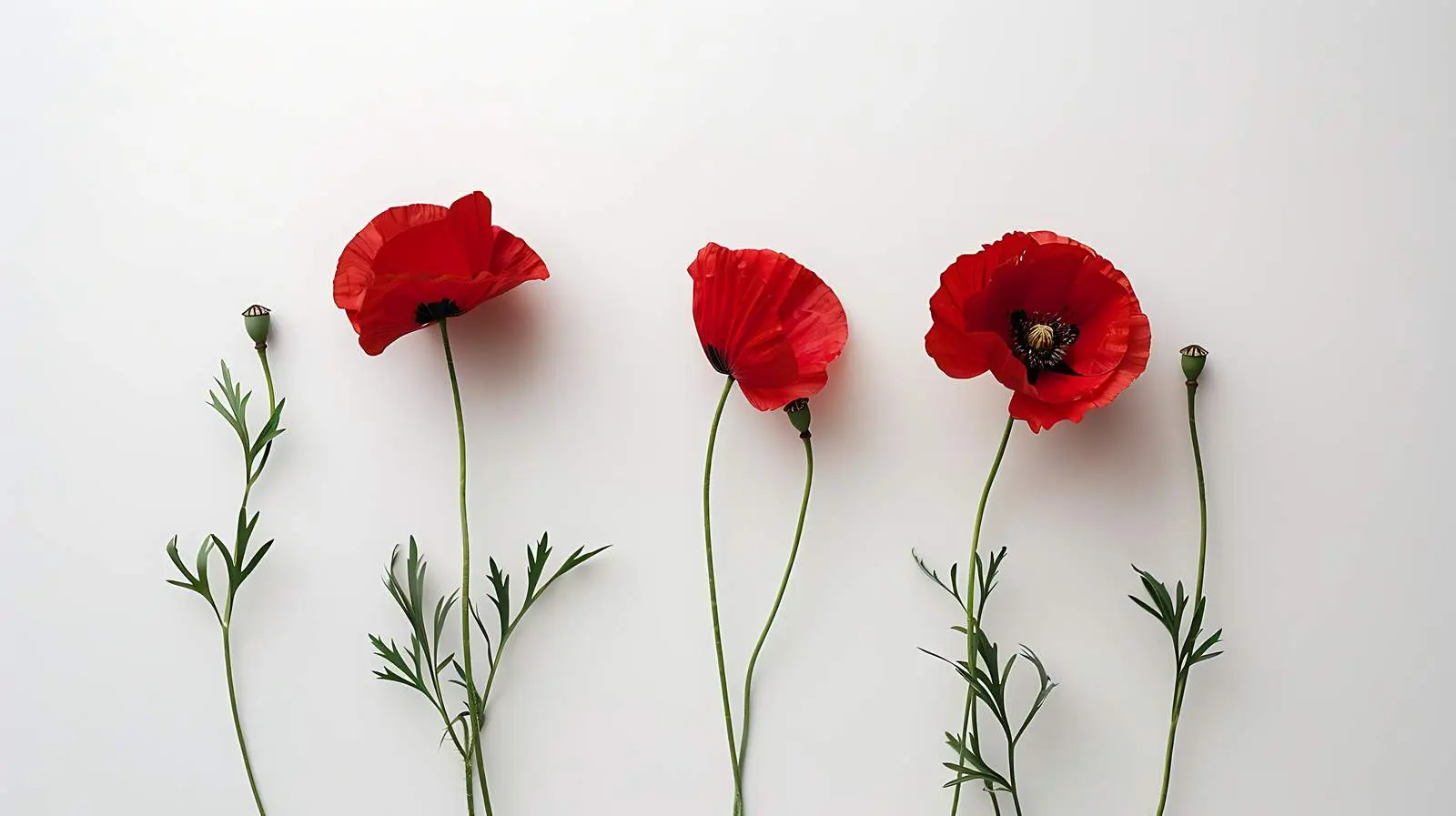 Minimalist Poppy Stems on White Background — free download from Dotvec