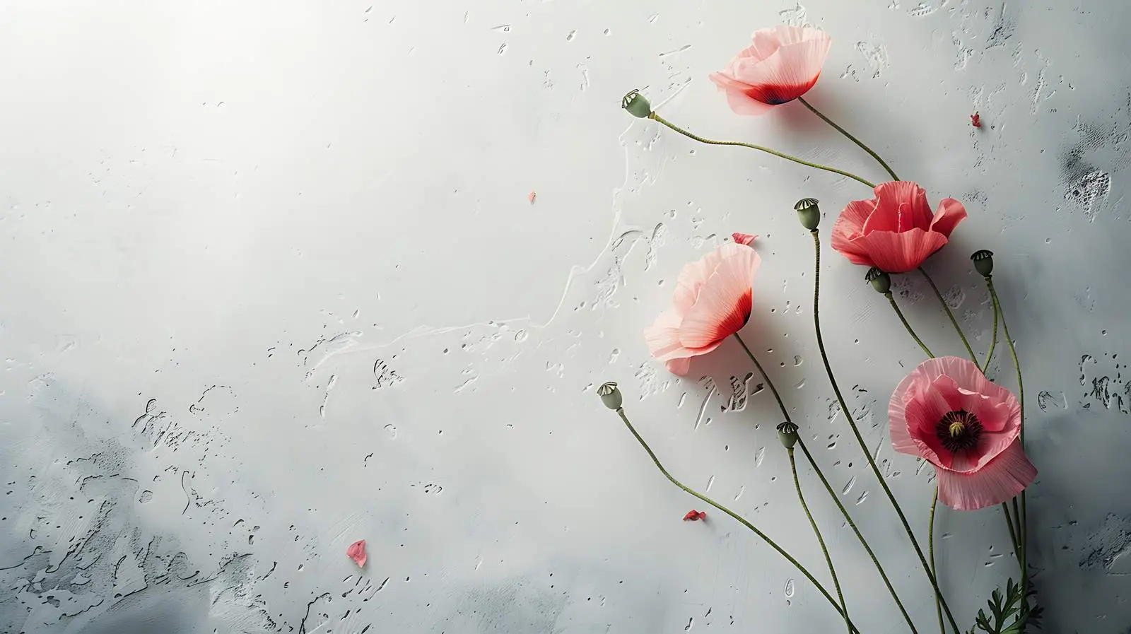 Minimalist Poppy Stems on Grey Wall — free download from Dotvec