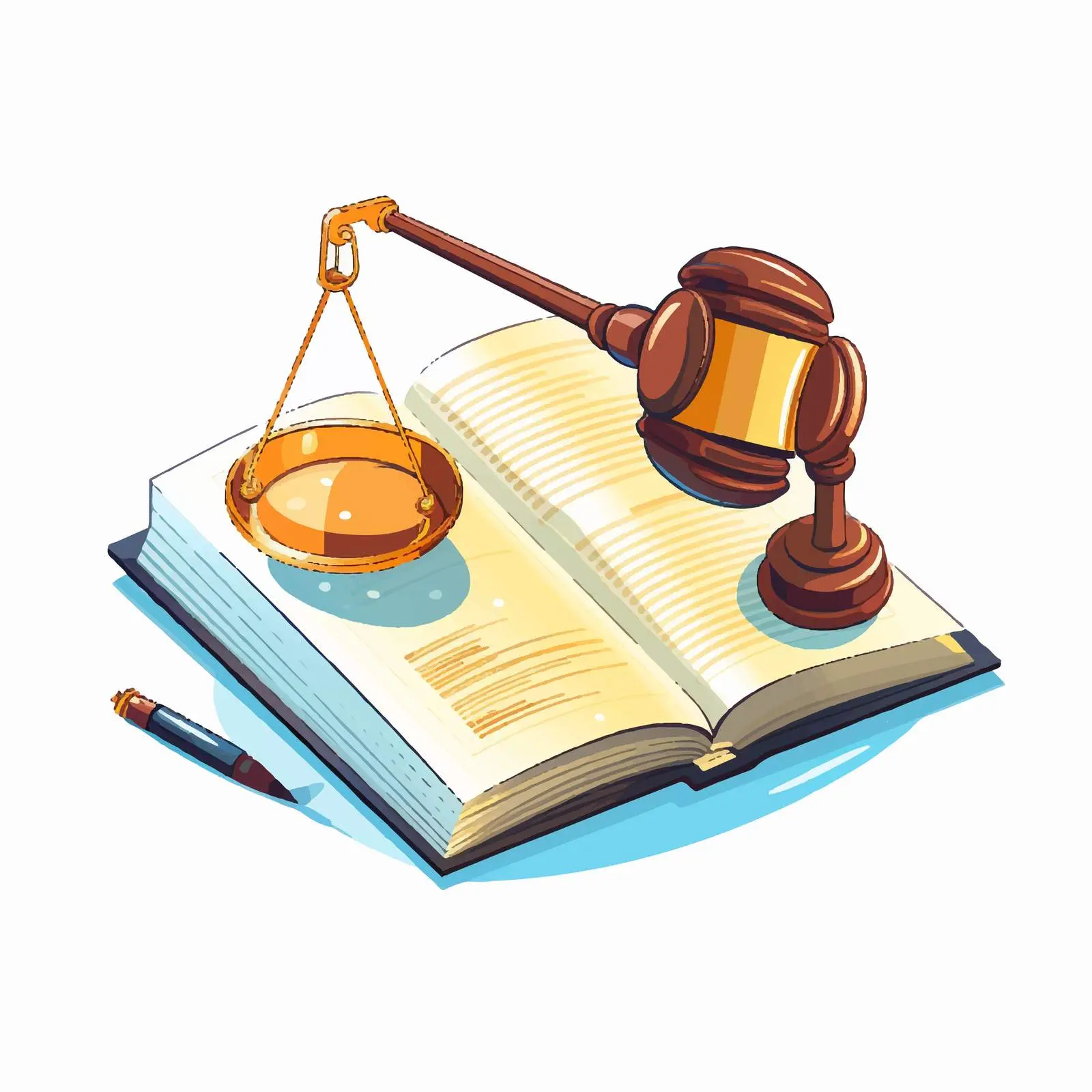 Justice Book and Magnifying Glass Vector Illustration — free download from Dotvec