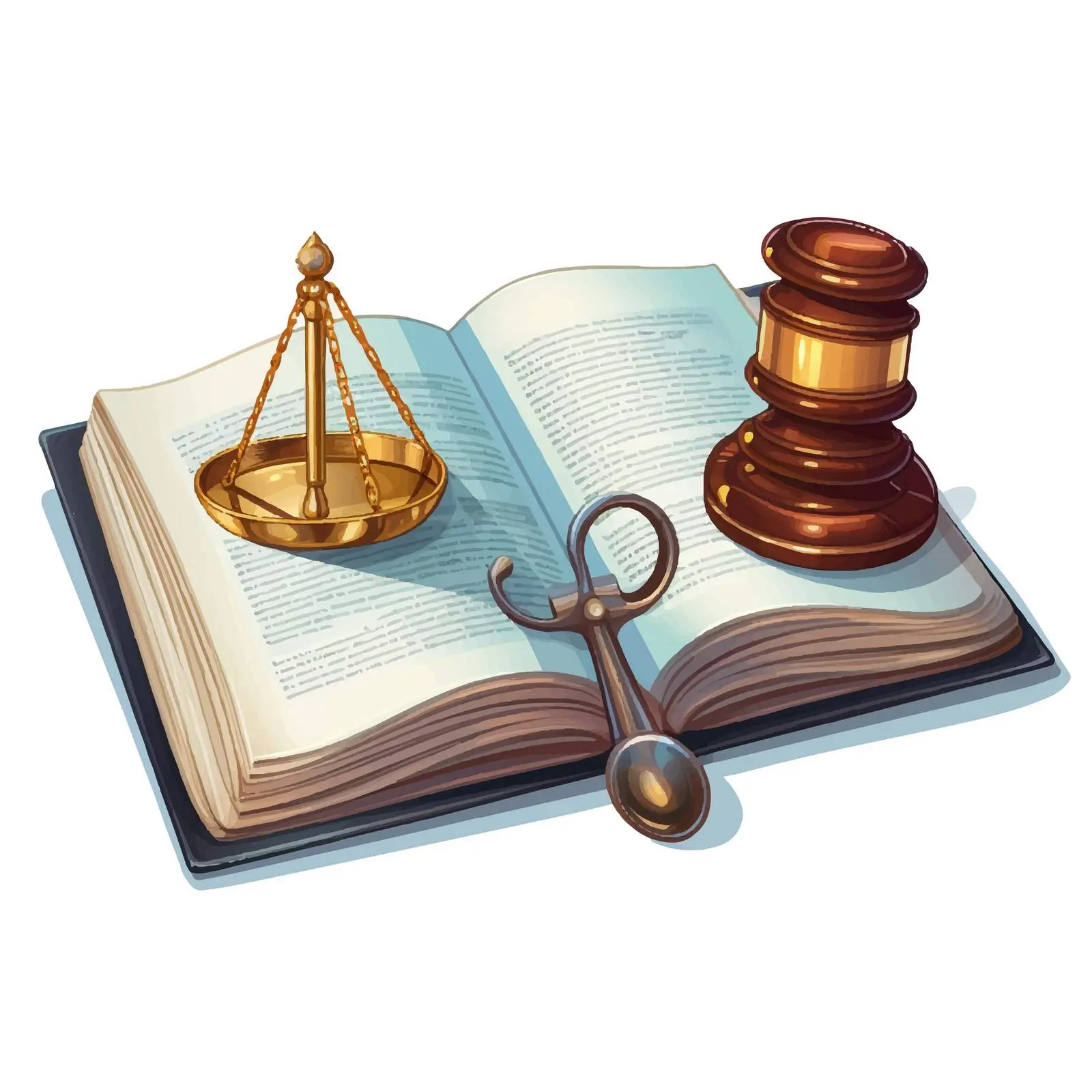 Cartoon Portfolio with Justice Book and Magnifying Glass – free cad image from Dotvec