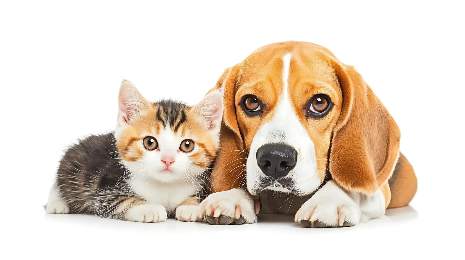 Beagle Dog and Scottish Straight Kitten Portrait – free beagle image from Dotvec