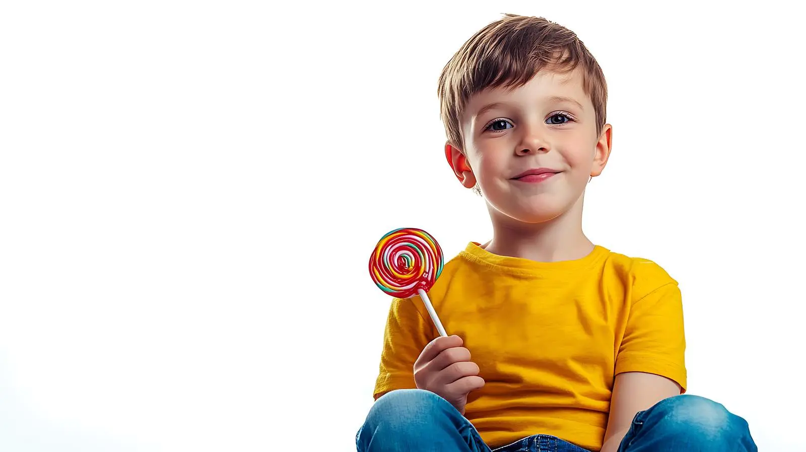 Cheerful Boy with Lollipop Isolated Portrait – free youthful energy image from Dotvec