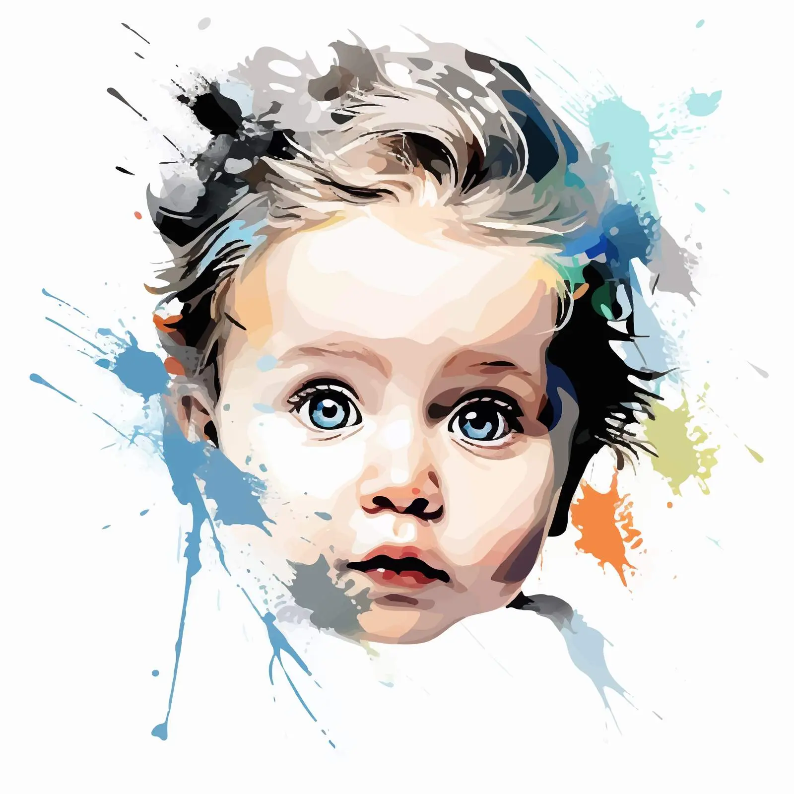 Graphic Style Baby Sketch with Paint Spots – free spots image from Dotvec
