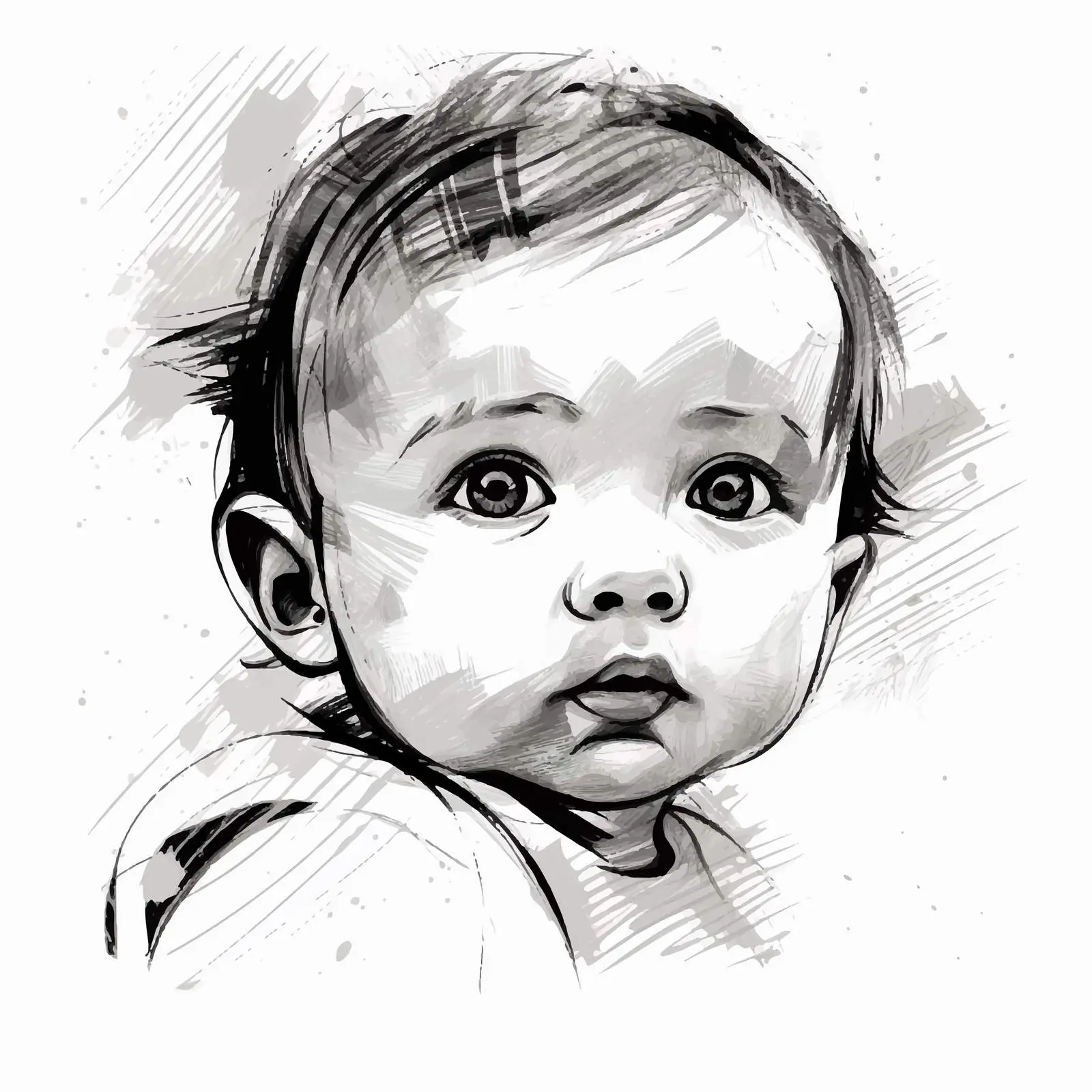 Stylized Baby Portrait in Graphic Sketch Style – free spots image from Dotvec