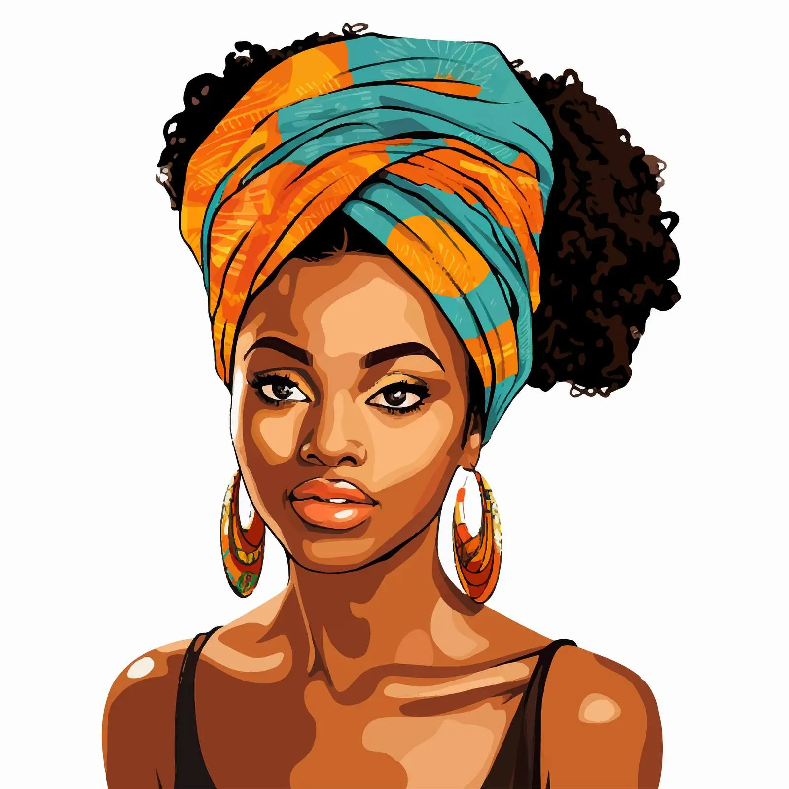 Beautiful African Girl Vector Illustration – free stylized portrait image from Dotvec
