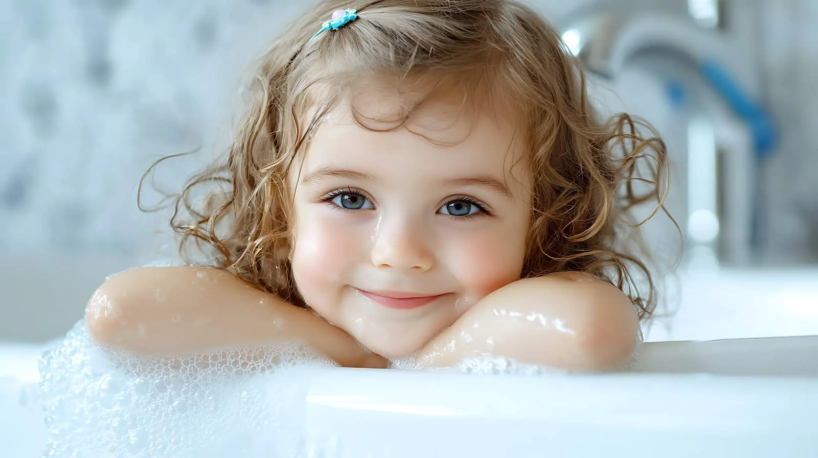 Beautiful Child in Bathroom Portrait — free download from Dotvec
